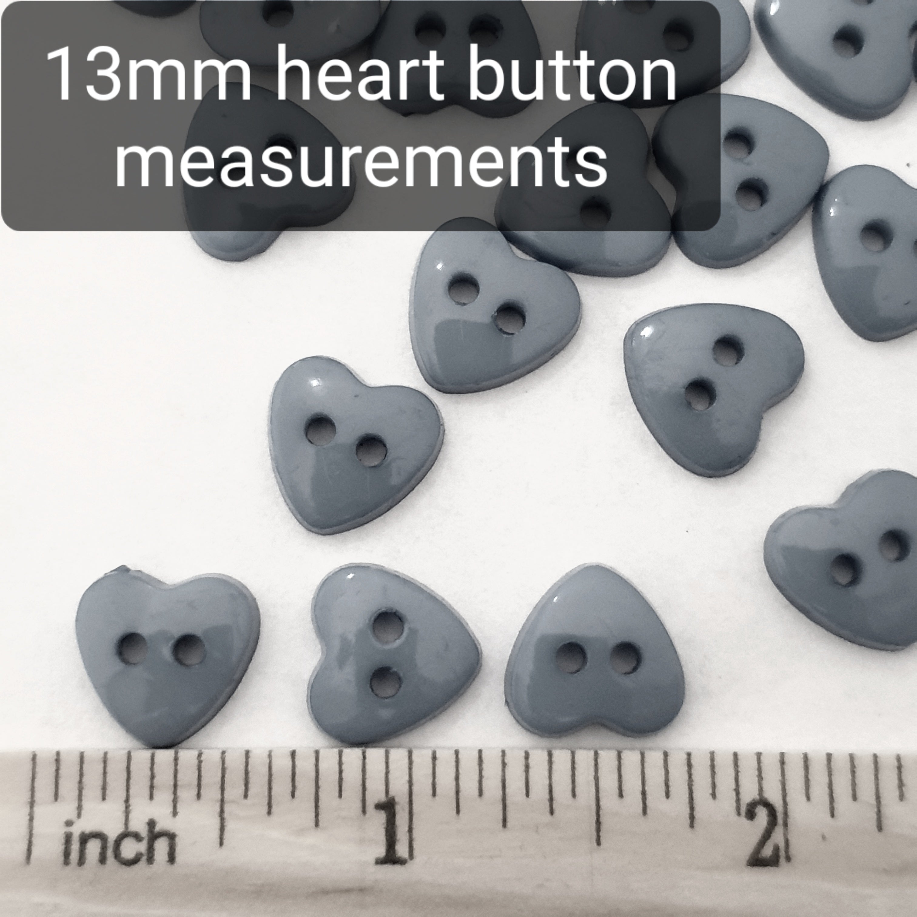 MajorCrafts 60pcs 13mm Bright Pink Heart Shaped 2 Holes Resin Sewing Buttons