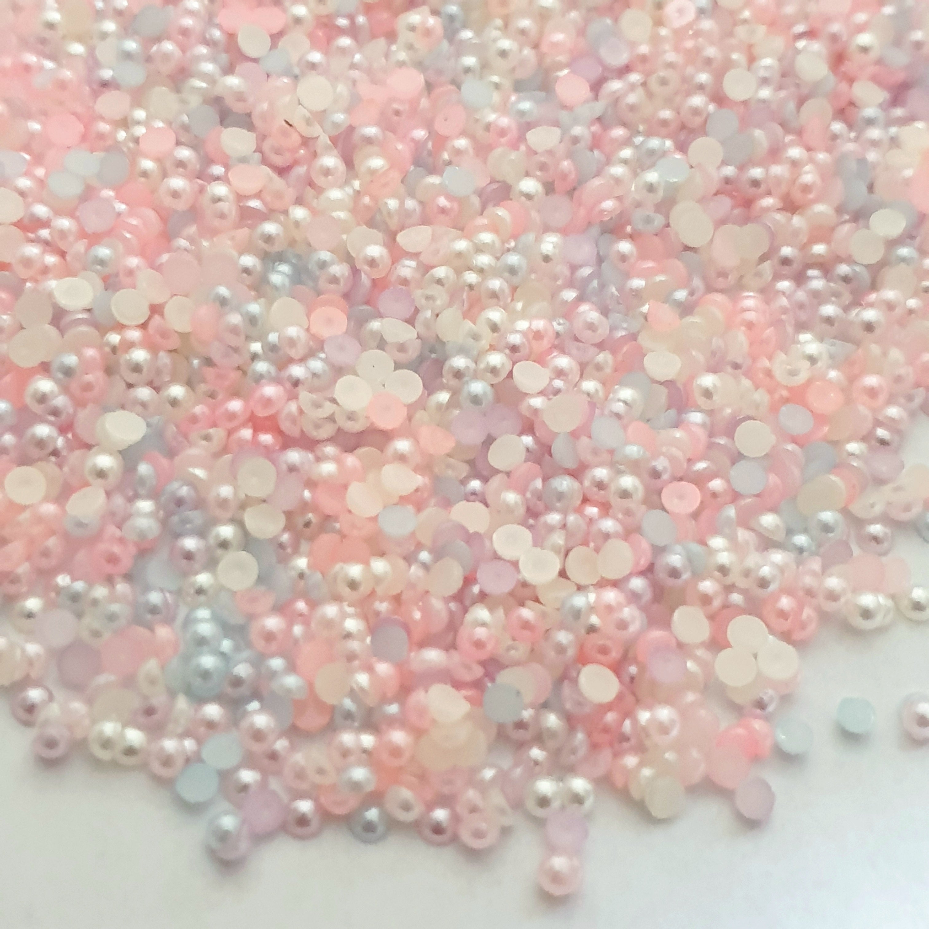 MajorCrafts Pastel Mixed Colours Flat Back Half Round Resin Pearls