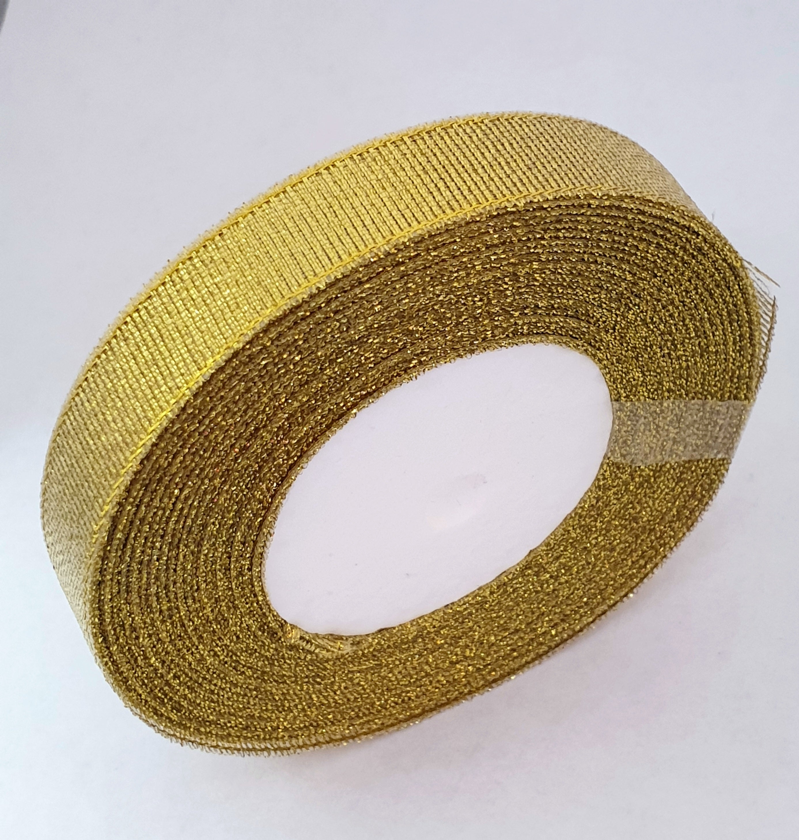 MajorCrafts 13mm 22metres Gold Shimmer Glitter Sheer Organza Fabric Ribbon Roll
