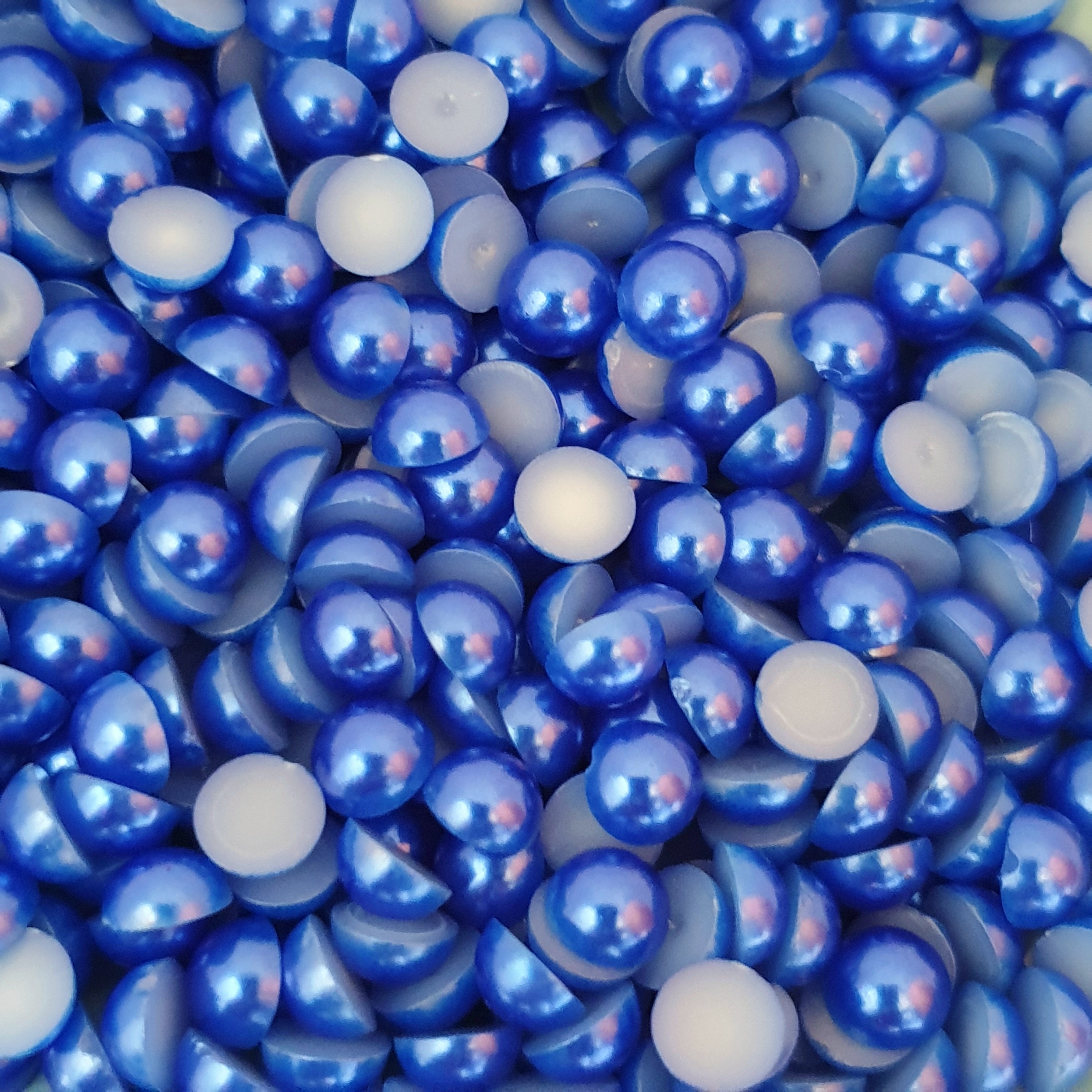 MajorCrafts Dark Blue Flat Back Half Round Resin Embellishment Pearls C33