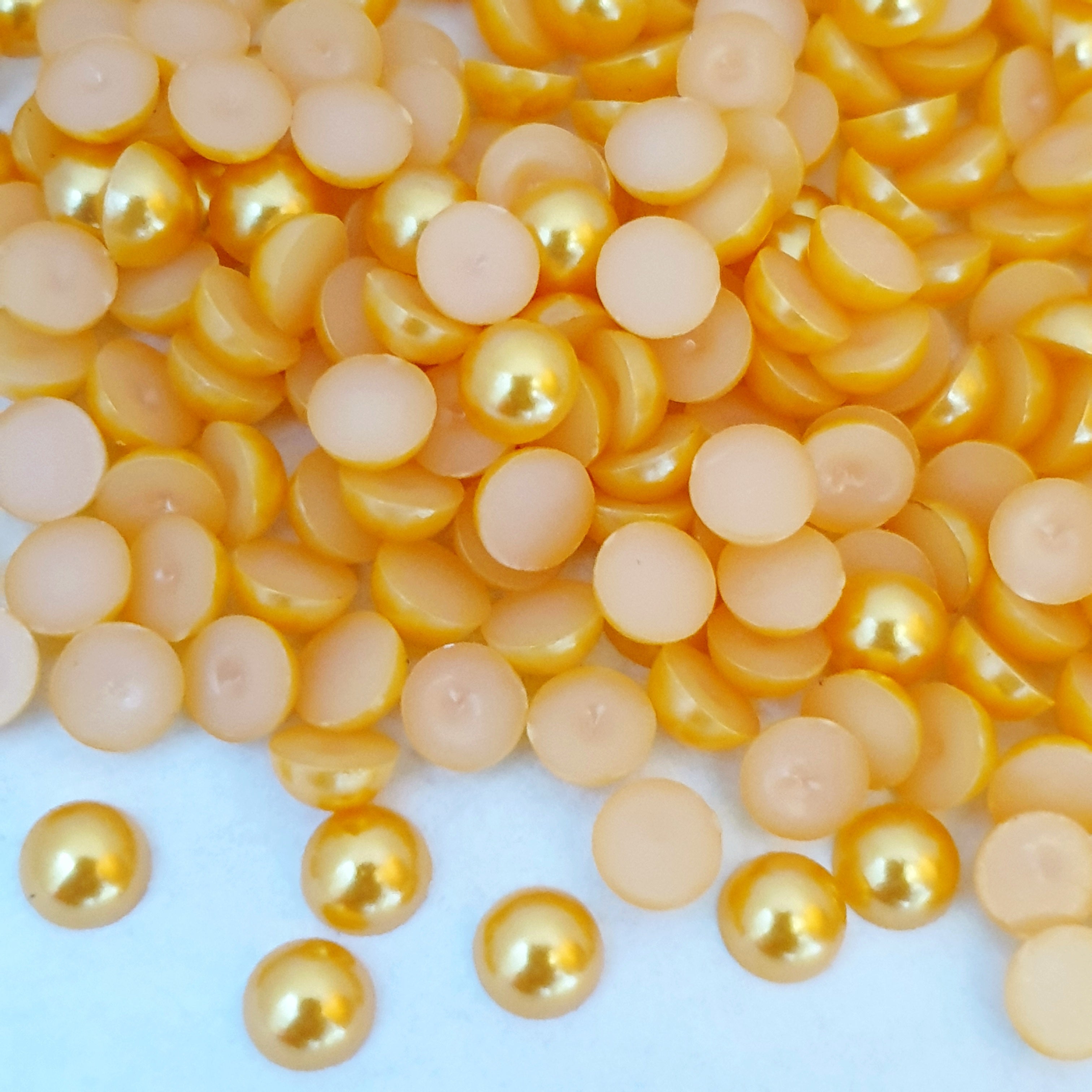 MajorCrafts Orange Flat Back Half Round Resin Pearls C17