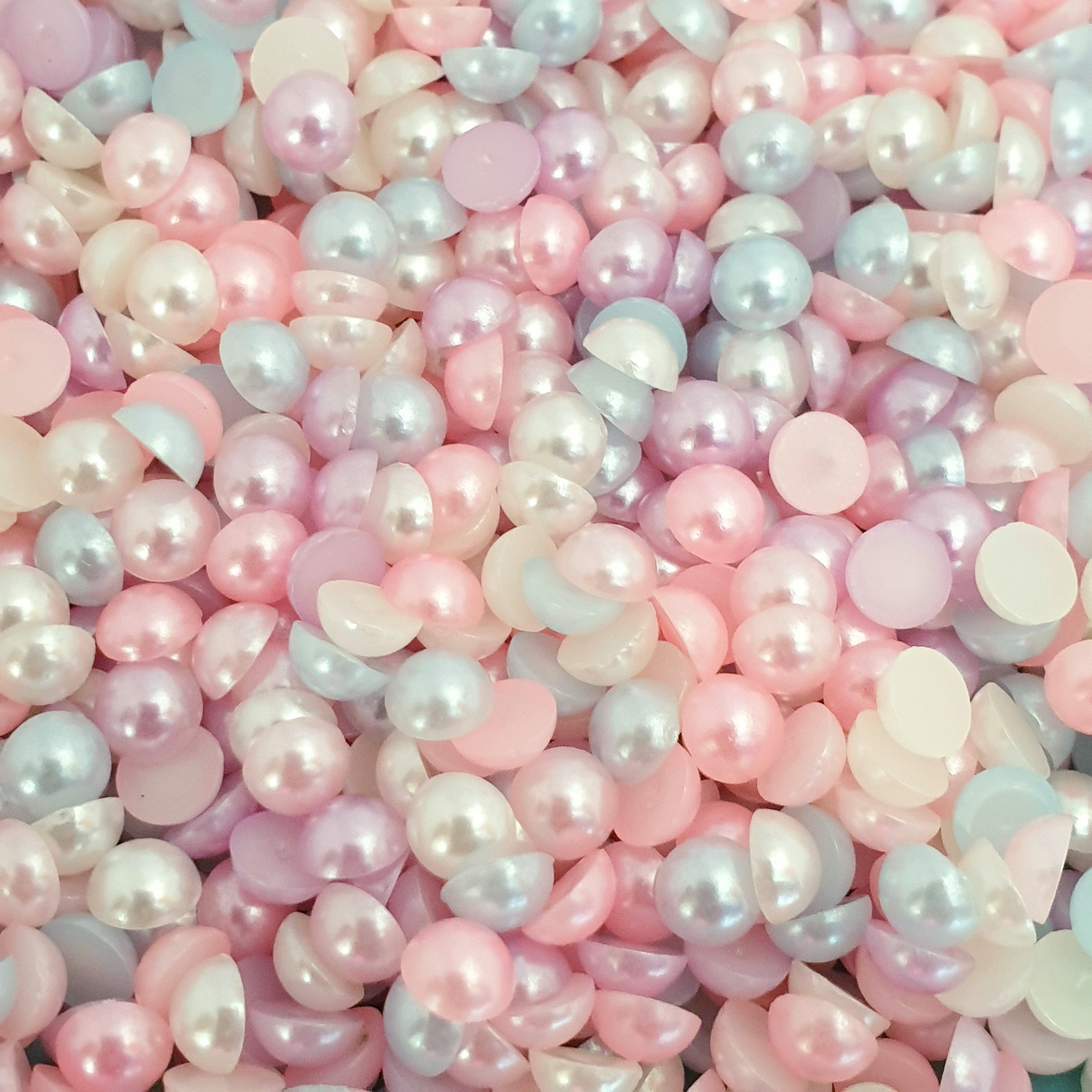 MajorCrafts Pastel Mixed Colours Flat Back Half Round Resin Pearls