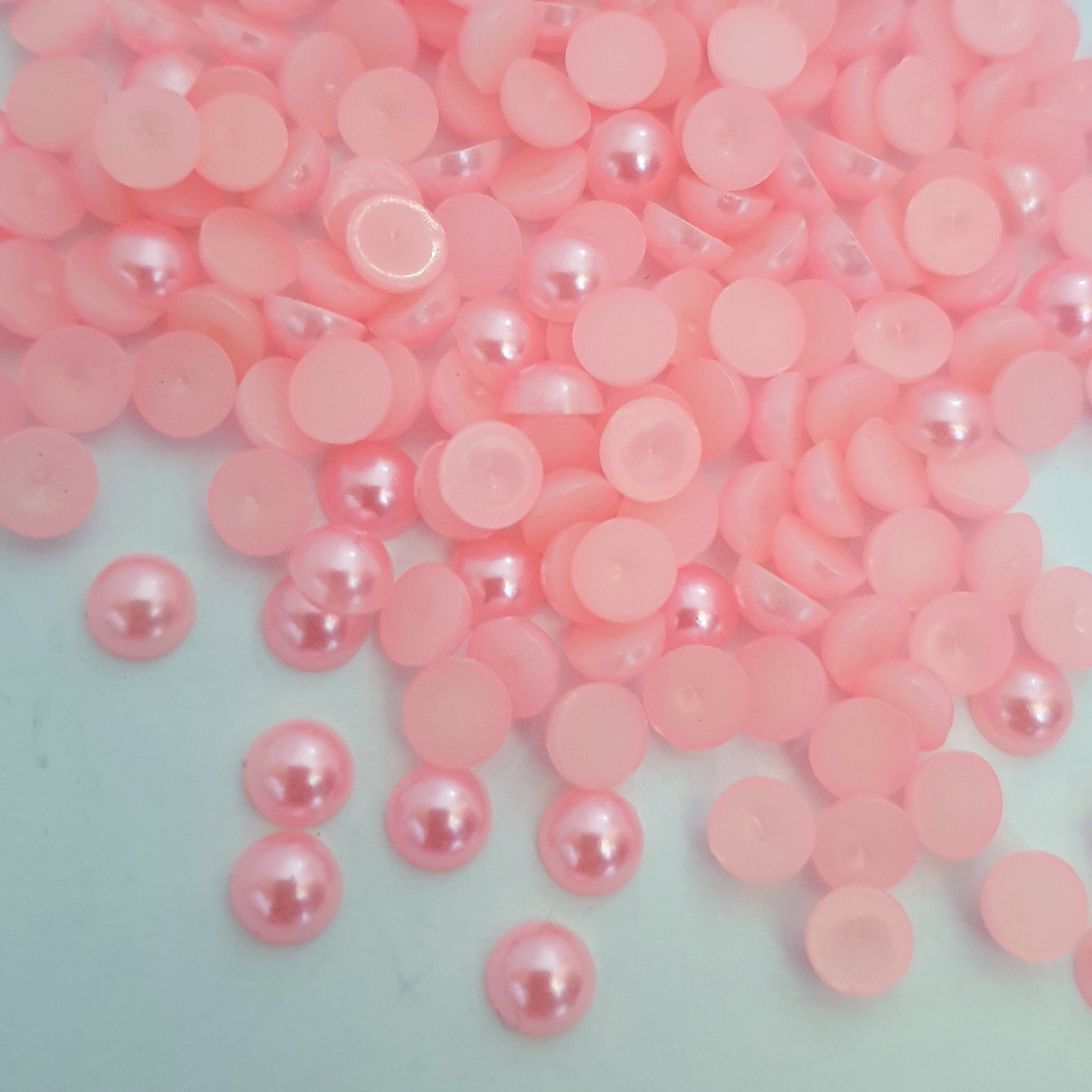 MajorCrafts Light Pink Flat Back Half Round Resin Embellishment Pearls C28