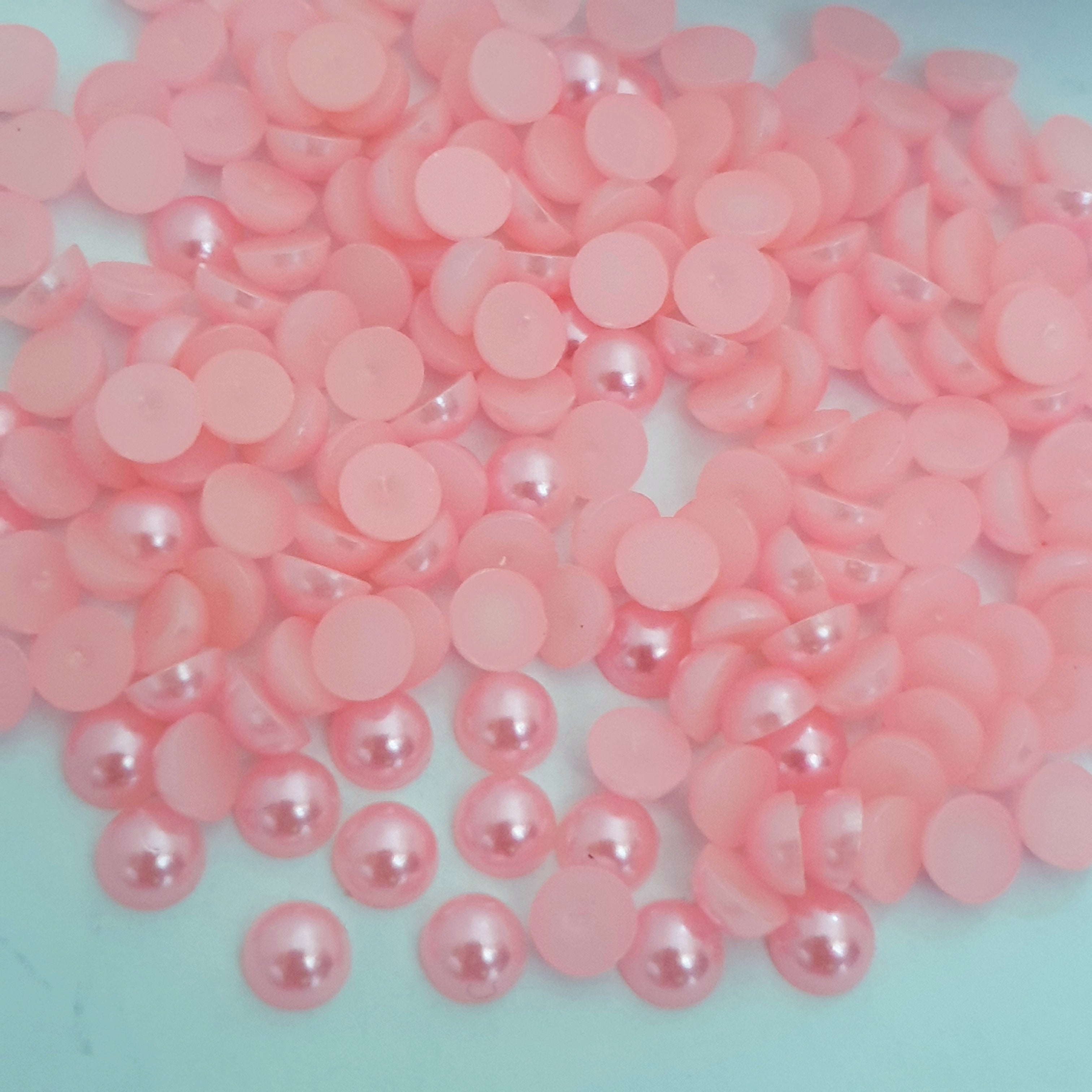 MajorCrafts Light Pink Flat Back Half Round Resin Embellishment Pearls C28