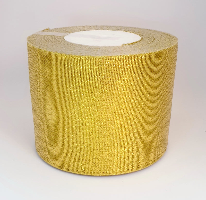 MajorCrafts 10cm wide 22metres Gold Shimmer Glitter Single Sided Sheer Organza Fabric Ribbon Roll
