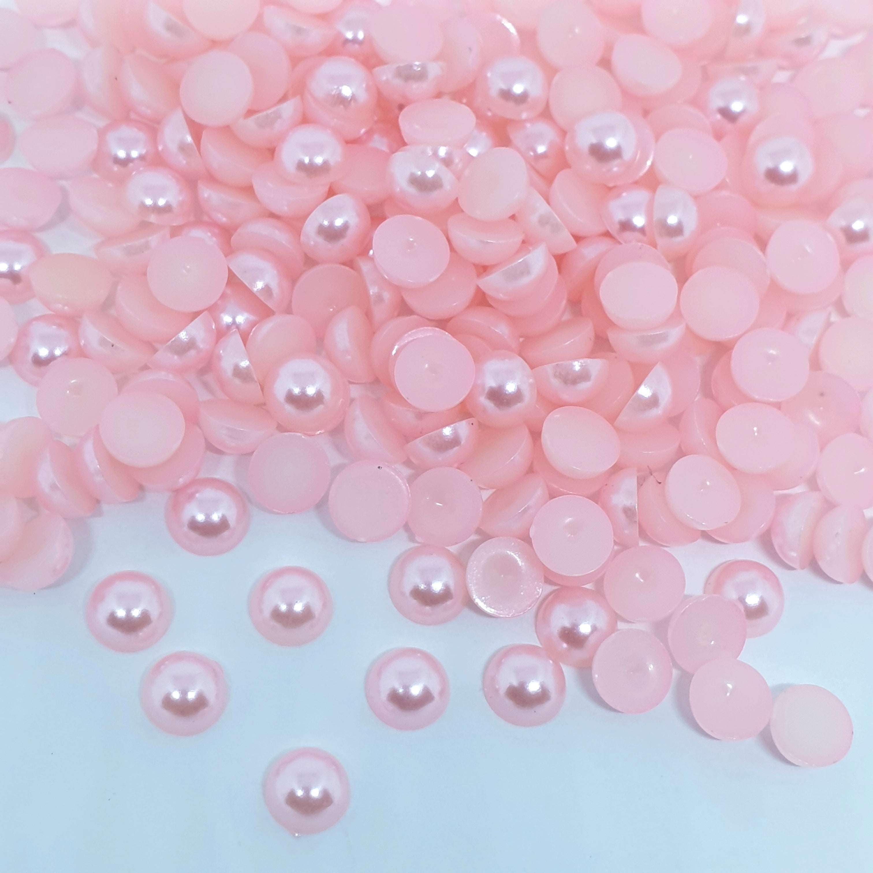 MajorCrafts Pale Pink Flat Back Half Round Resin Embellishment Pearls C27