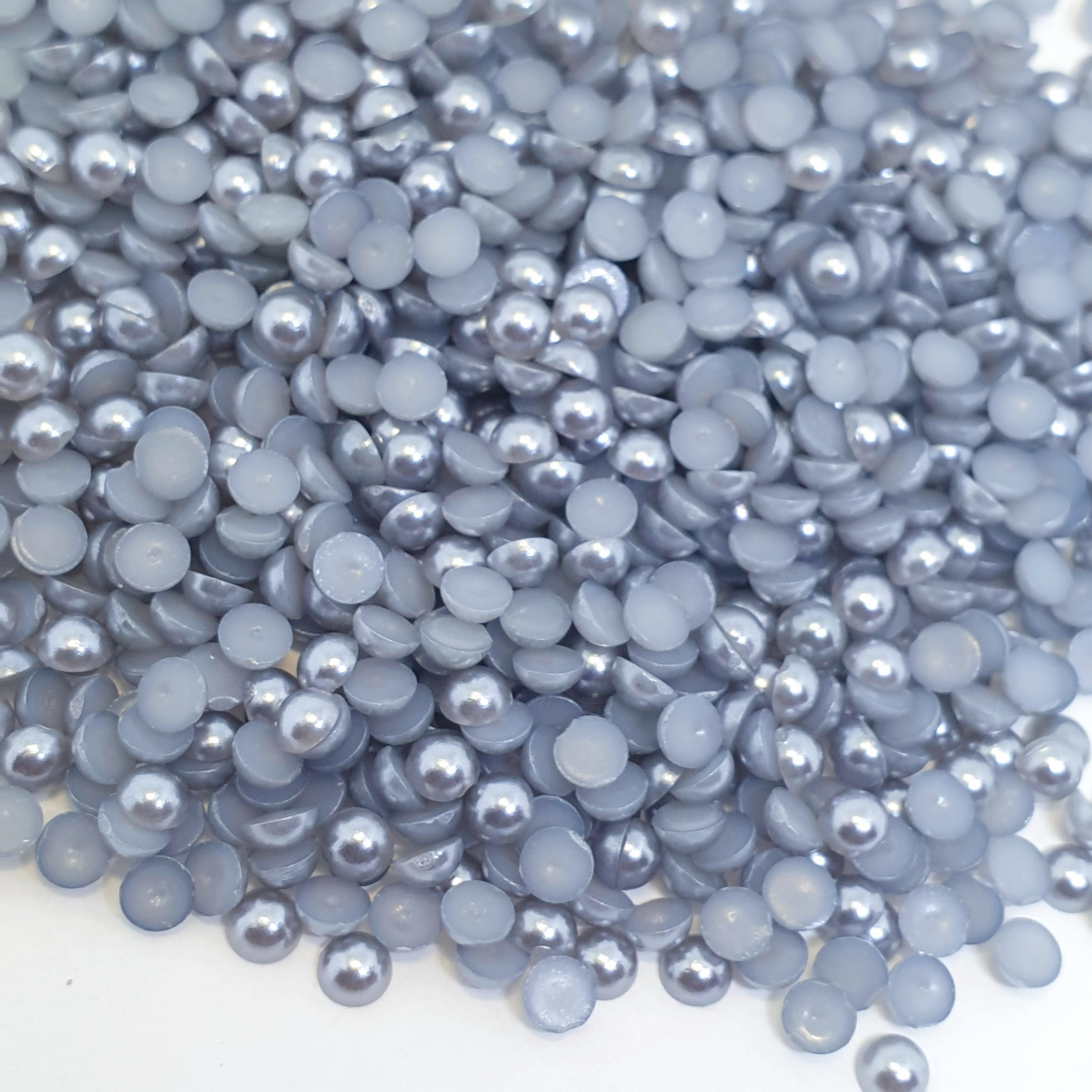 MajorCrafts Dark Grey Flat Back Half Round Resin Embellishment Pearls C19