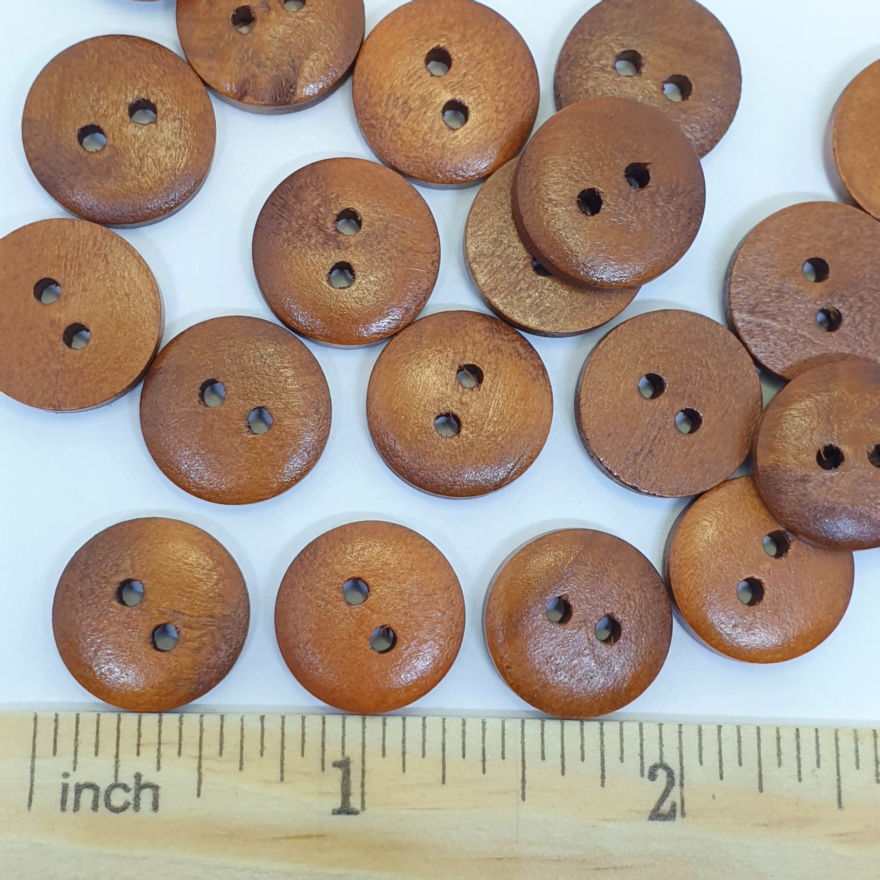MajorCrafts 30pcs 15mm Coffee Brown 2 Holes Round Wooden Sewing Buttons