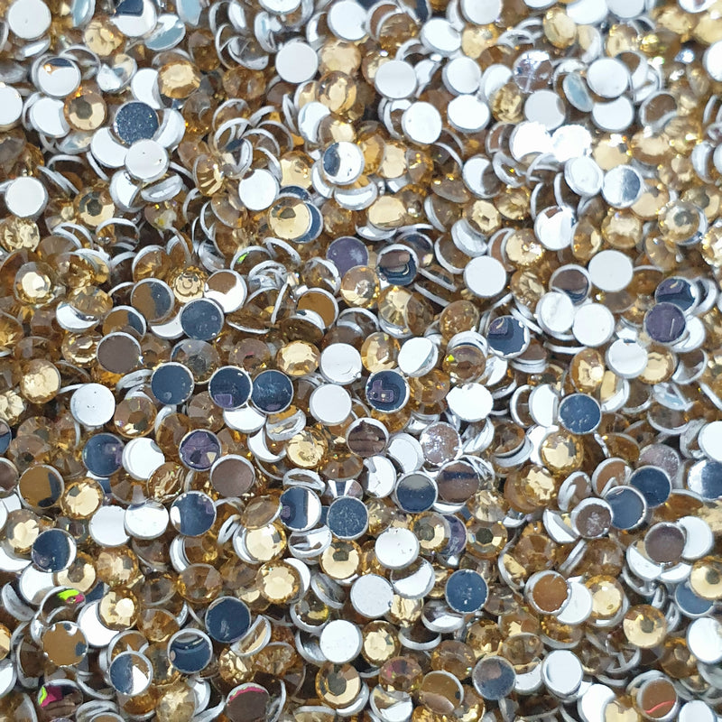 MajorCrafts Peach Champagne Flat Back Round 14 Facets Resin Rhinestones C05