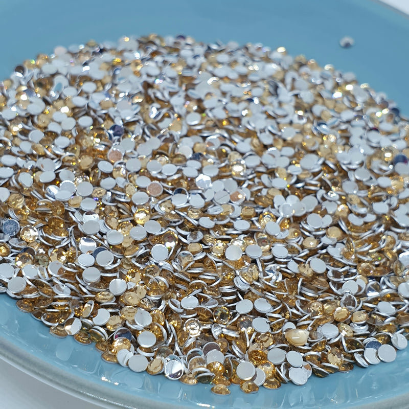 MajorCrafts Peach Champagne Flat Back Round 14 Facets Resin Rhinestones C05