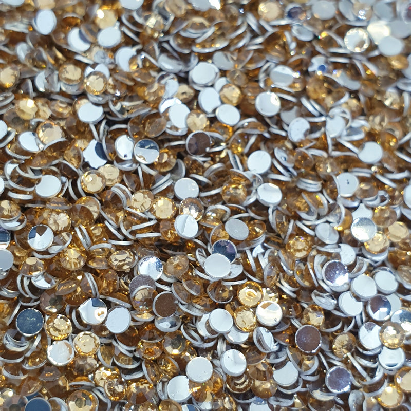 MajorCrafts Peach Champagne Flat Back Round 14 Facets Resin Rhinestones C05