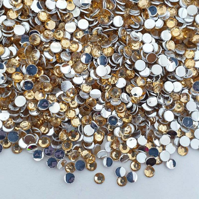 MajorCrafts Peach Champagne Flat Back Round 14 Facets Resin Rhinestones C05