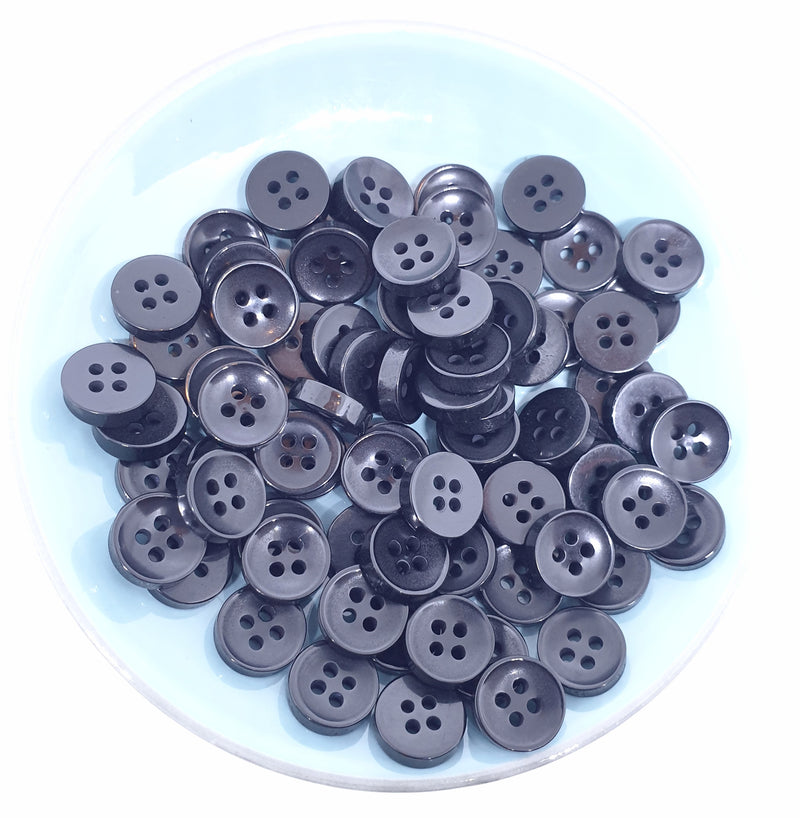 MajorCrafts 80pcs 11.5mm Black Pearlescent 4 Holes High-Grade Round Resin Small Sewing Buttons