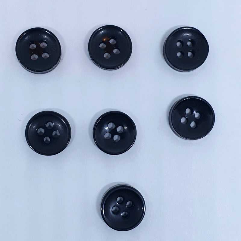 MajorCrafts 80pcs 11.5mm Black Pearlescent 4 Holes High-Grade Round Resin Small Sewing Buttons