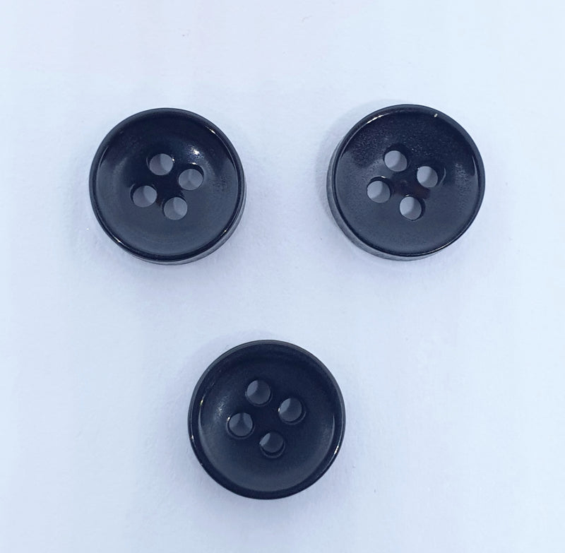 MajorCrafts 80pcs 11.5mm Black Pearlescent 4 Holes High-Grade Round Resin Small Sewing Buttons