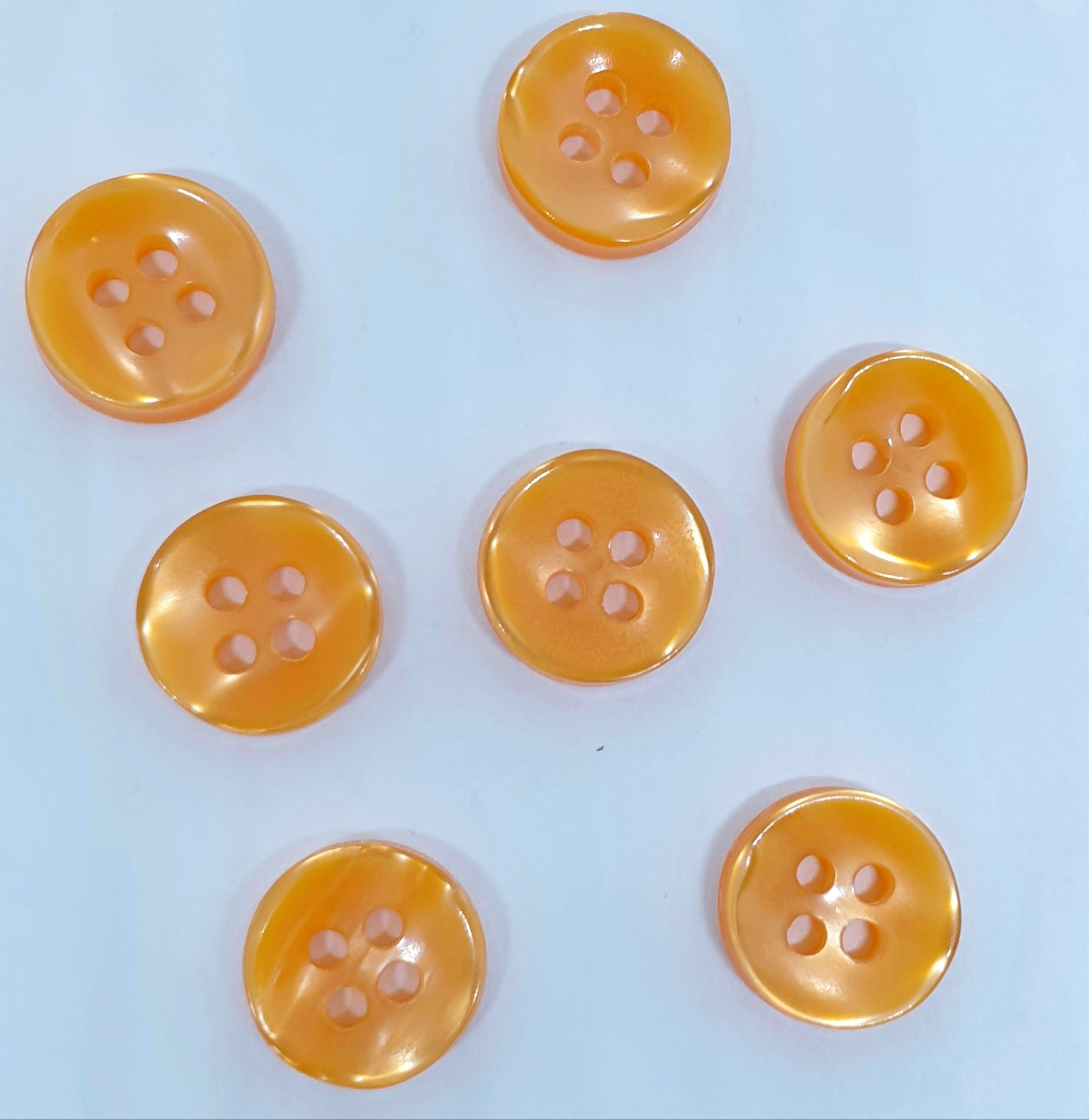 MajorCrafts 80pcs 11.5mm Orange Pearlescent 4 Holes High-Grade Round Resin Small Sewing Buttons