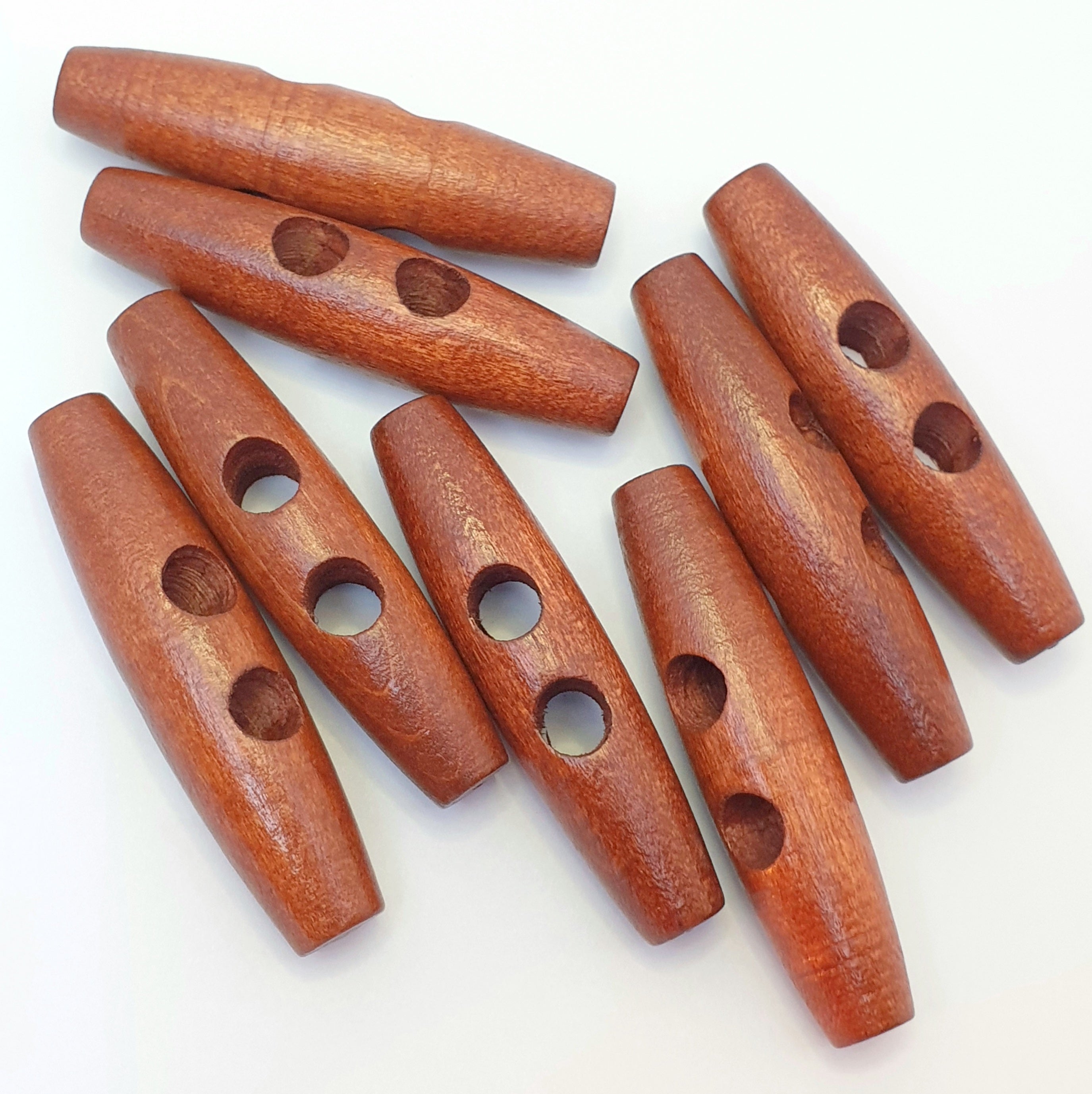 MajorCrafts 8pcs 60mm Orange Red 2 Holes Oval Shape Large Sewing Toggle Wooden Buttons