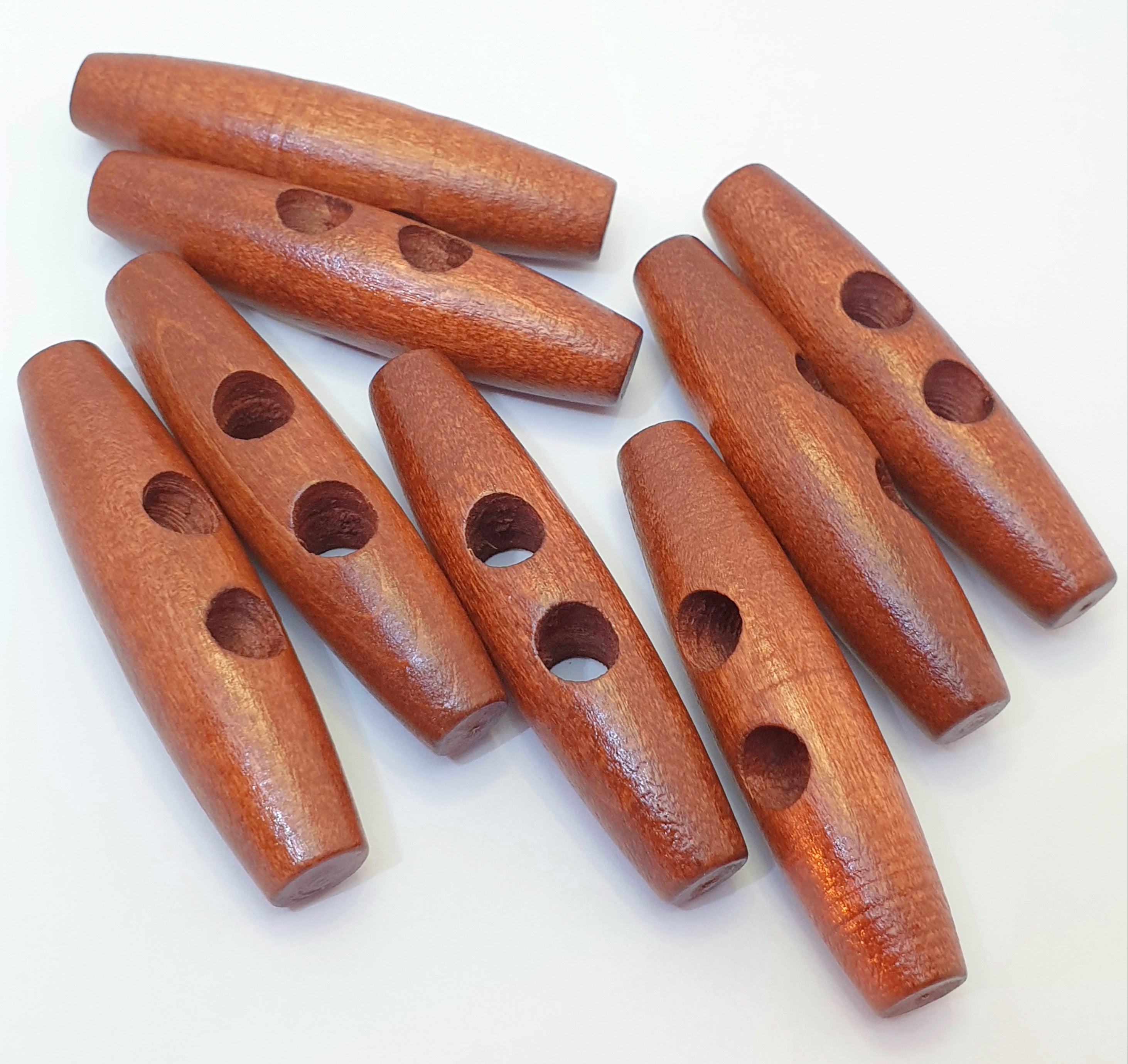 MajorCrafts 8pcs 60mm Orange Red 2 Holes Oval Shape Large Sewing Toggle Wooden Buttons