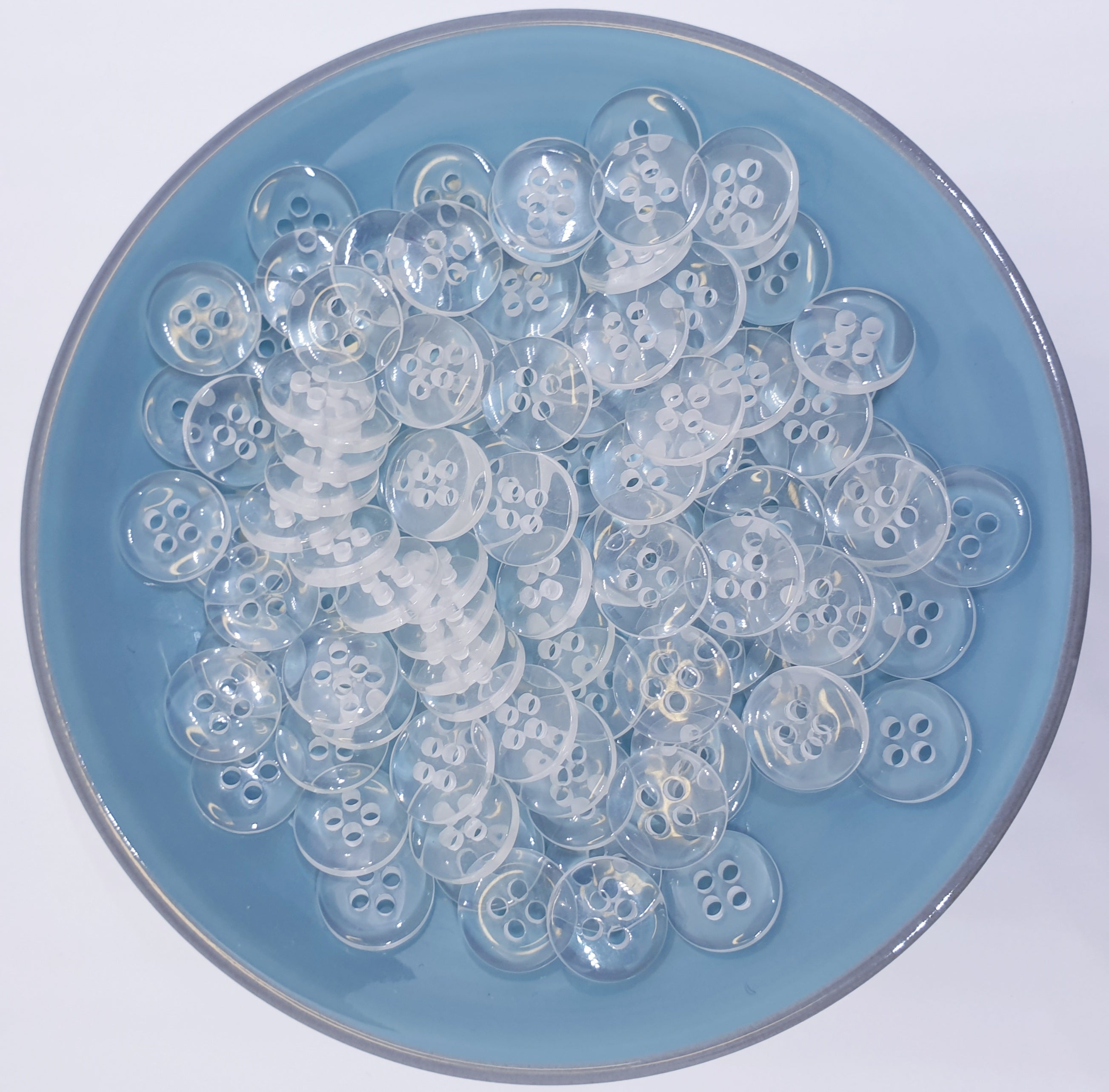MajorCrafts 100pcs 11.5mm Transparent Clear 4 Holes Small Round Resin Sewing Buttons