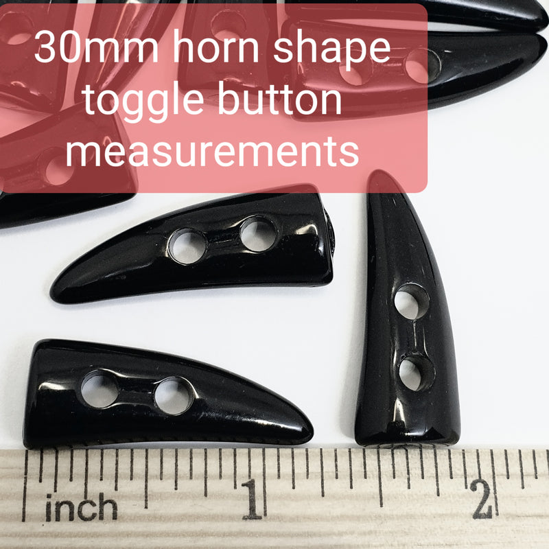 MajorCrafts 16pcs 30mm Red Horn/Tooth Shaped 2 Holes Sewing Toggle Acrylic Buttons