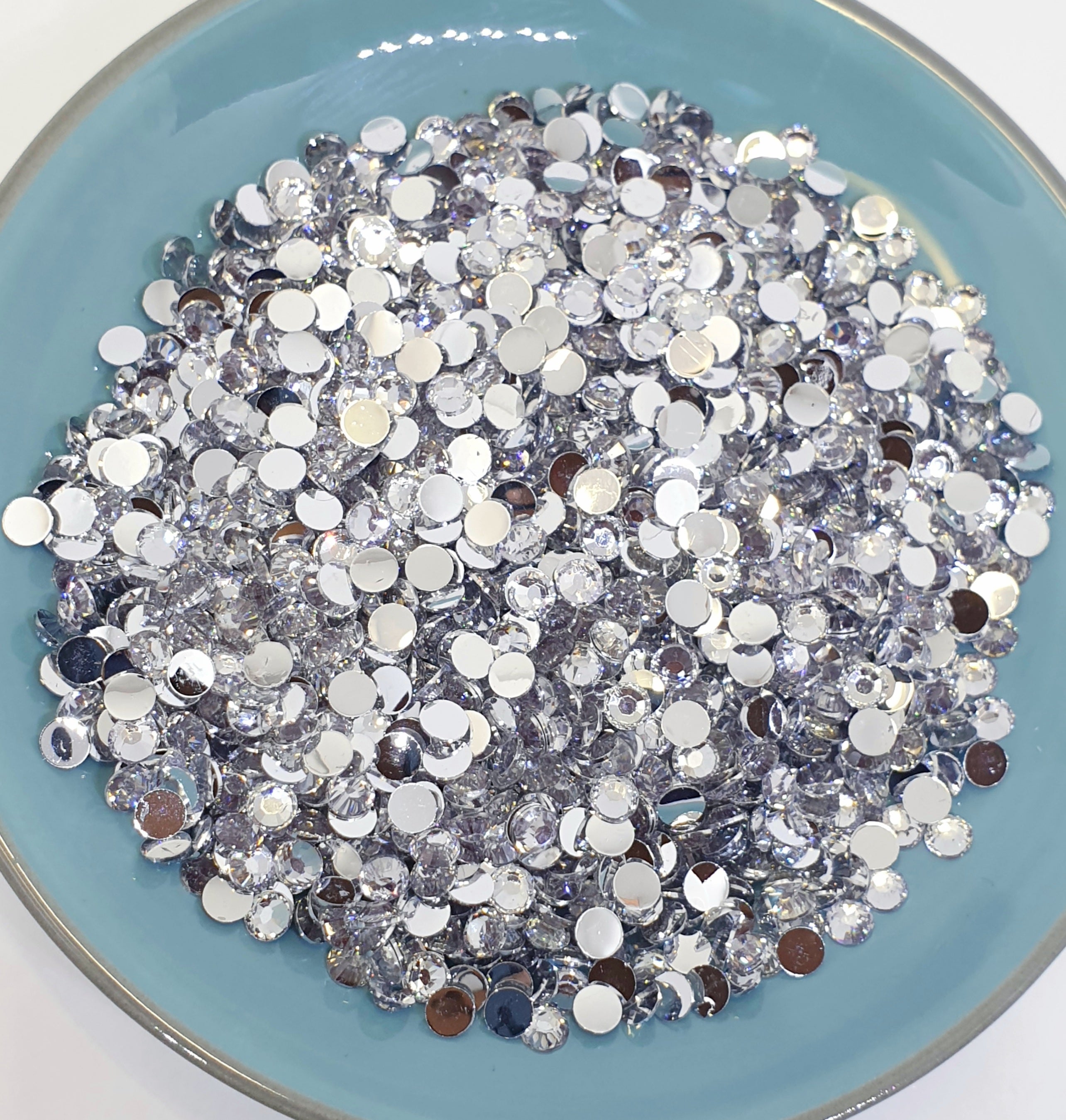 MajorCrafts Crystal Clear Flat Back Round 14 Facets Resin Rhinestones C29