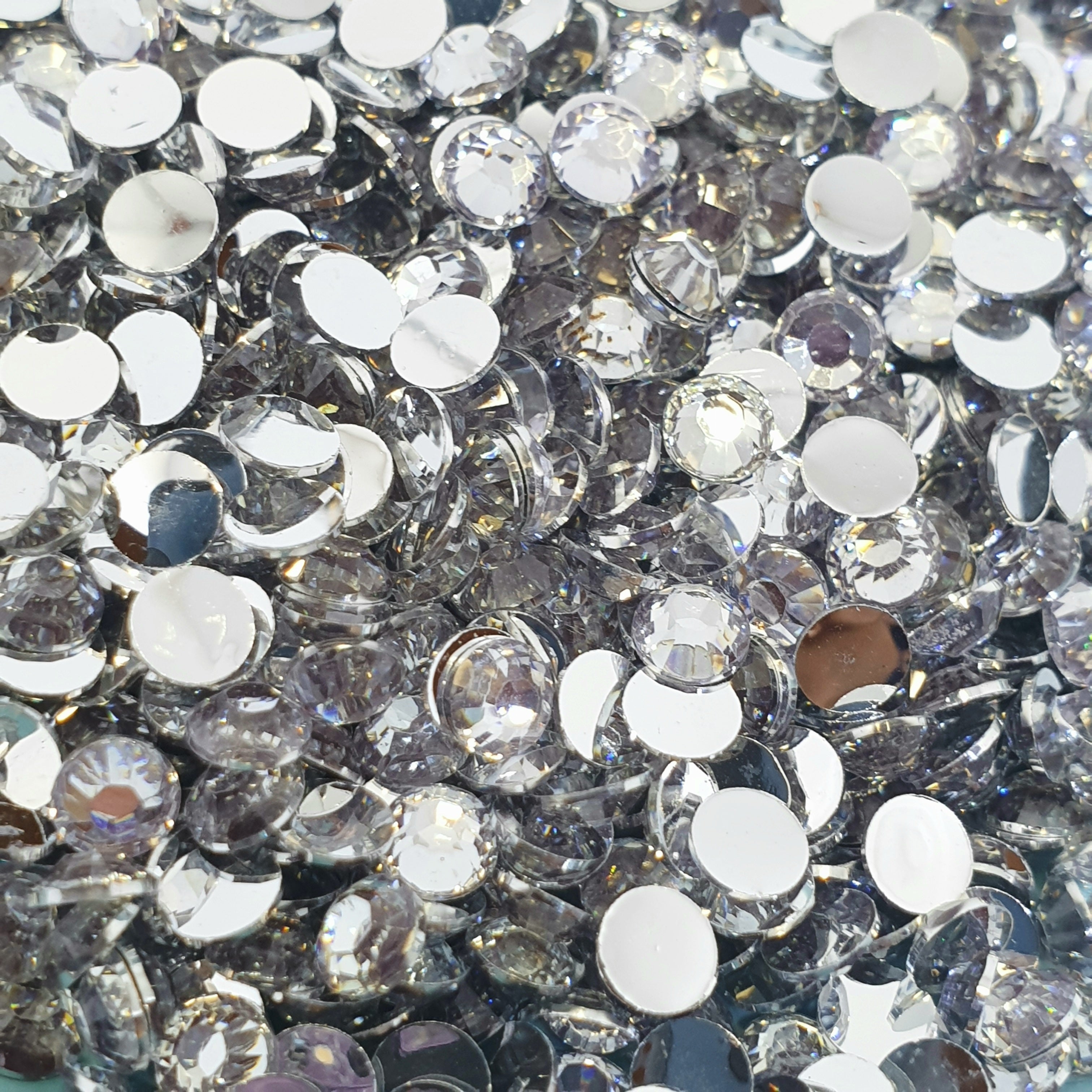 MajorCrafts Crystal Clear Flat Back Round 14 Facets Resin Rhinestones C29