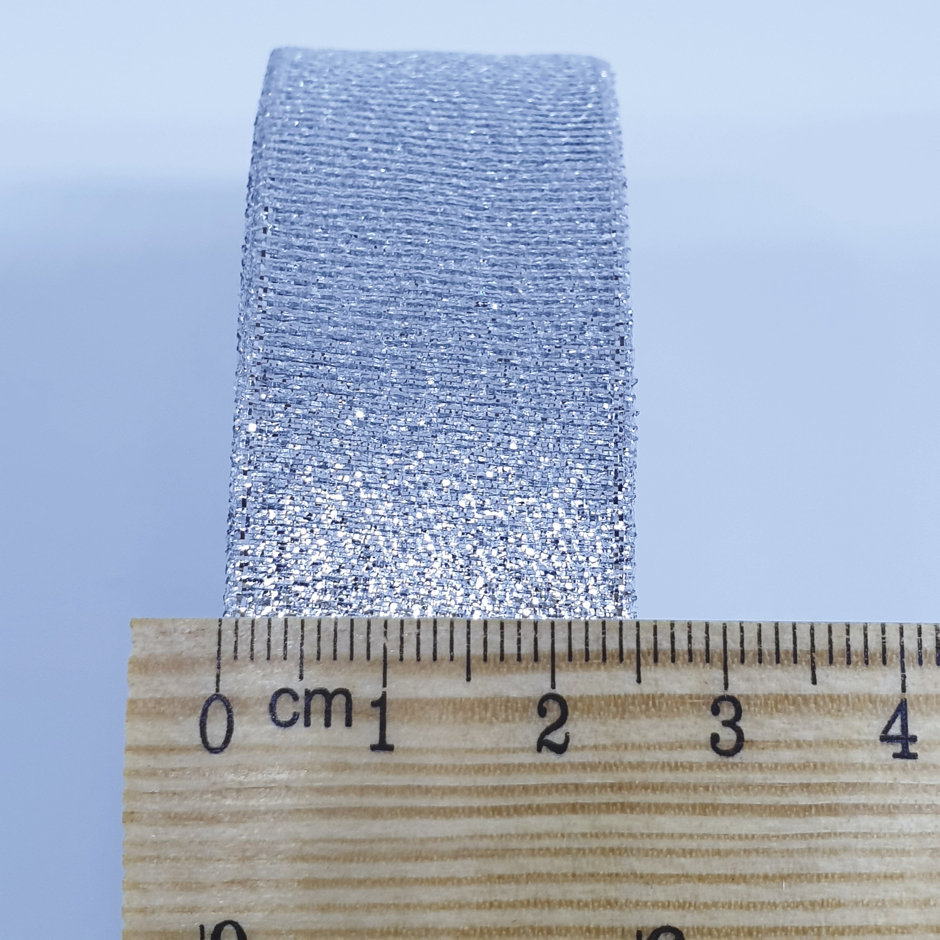 MajorCrafts 25mm 22metres Silver Shimmer Glitter Single Sided Sheer Organza Fabric Ribbon Roll