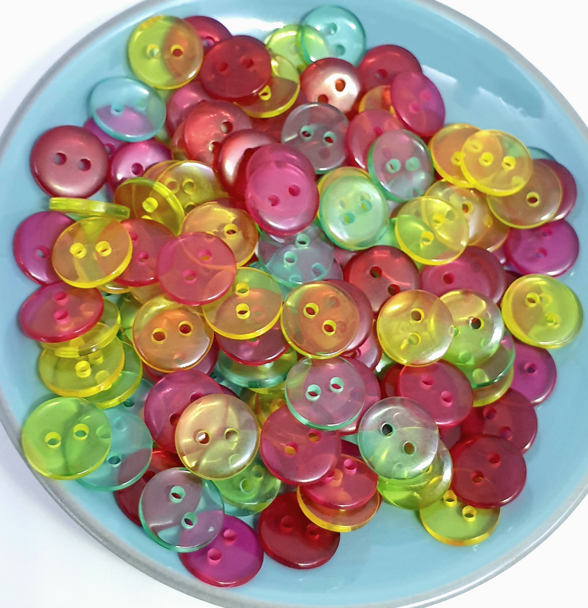 MajorCrafts 150pcs 11mm Mixed Colours 2 Holes Small Round Resin Sewing Buttons