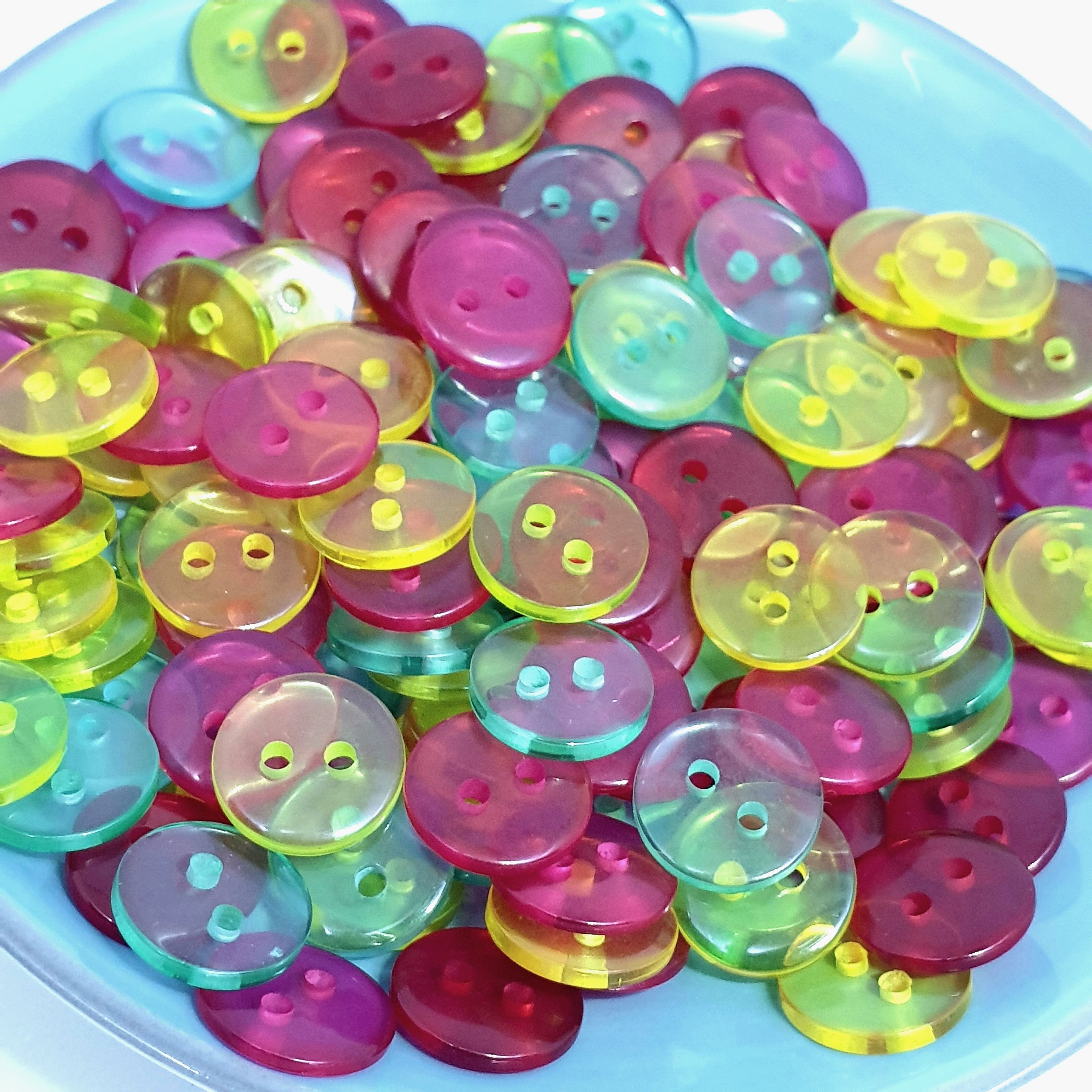 MajorCrafts 150pcs 11mm Mixed Colours 2 Holes Small Round Resin Sewing Buttons