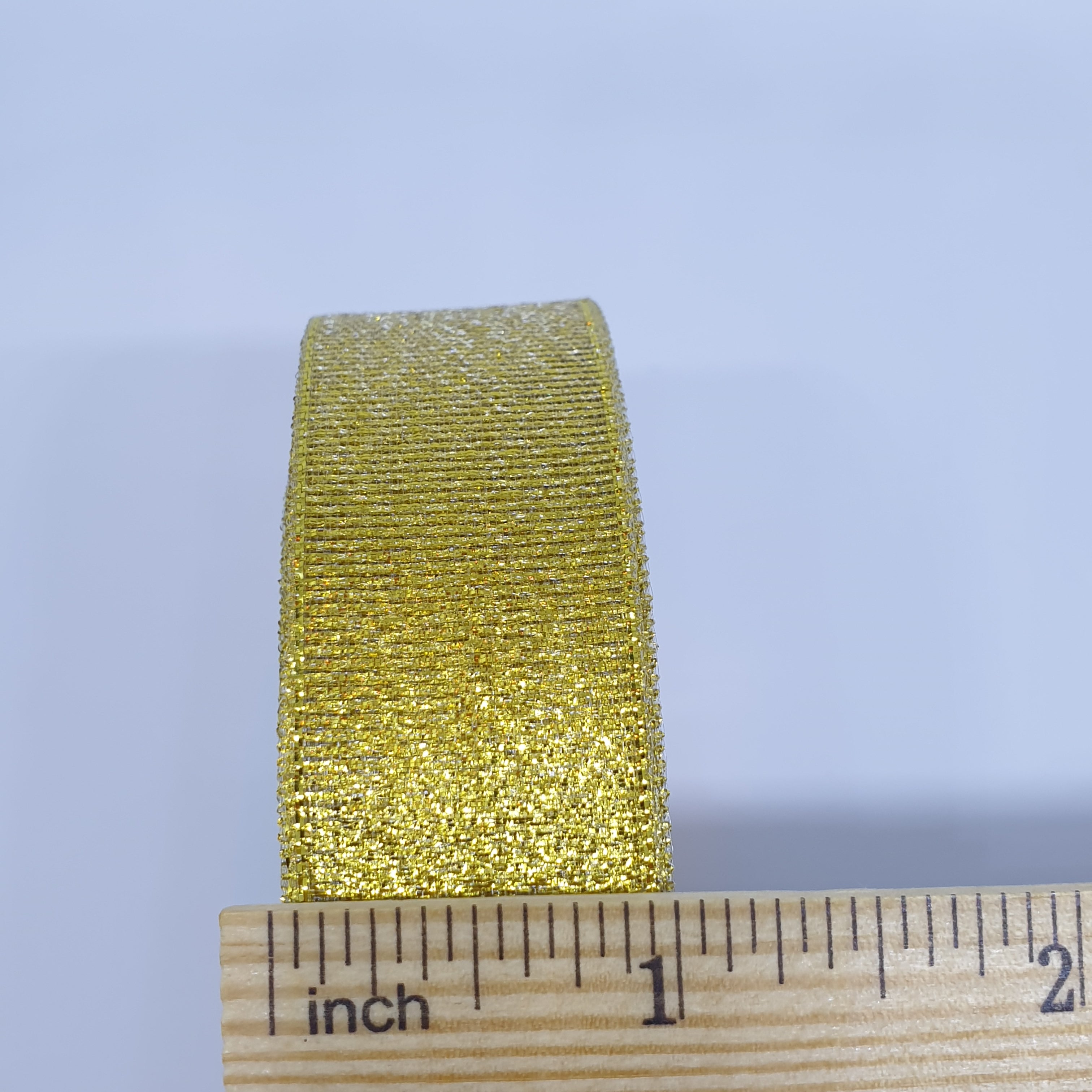 MajorCrafts 25mm 22metres Gold Shimmer Glitter Single Sided Sheer Organza Fabric Ribbon Roll