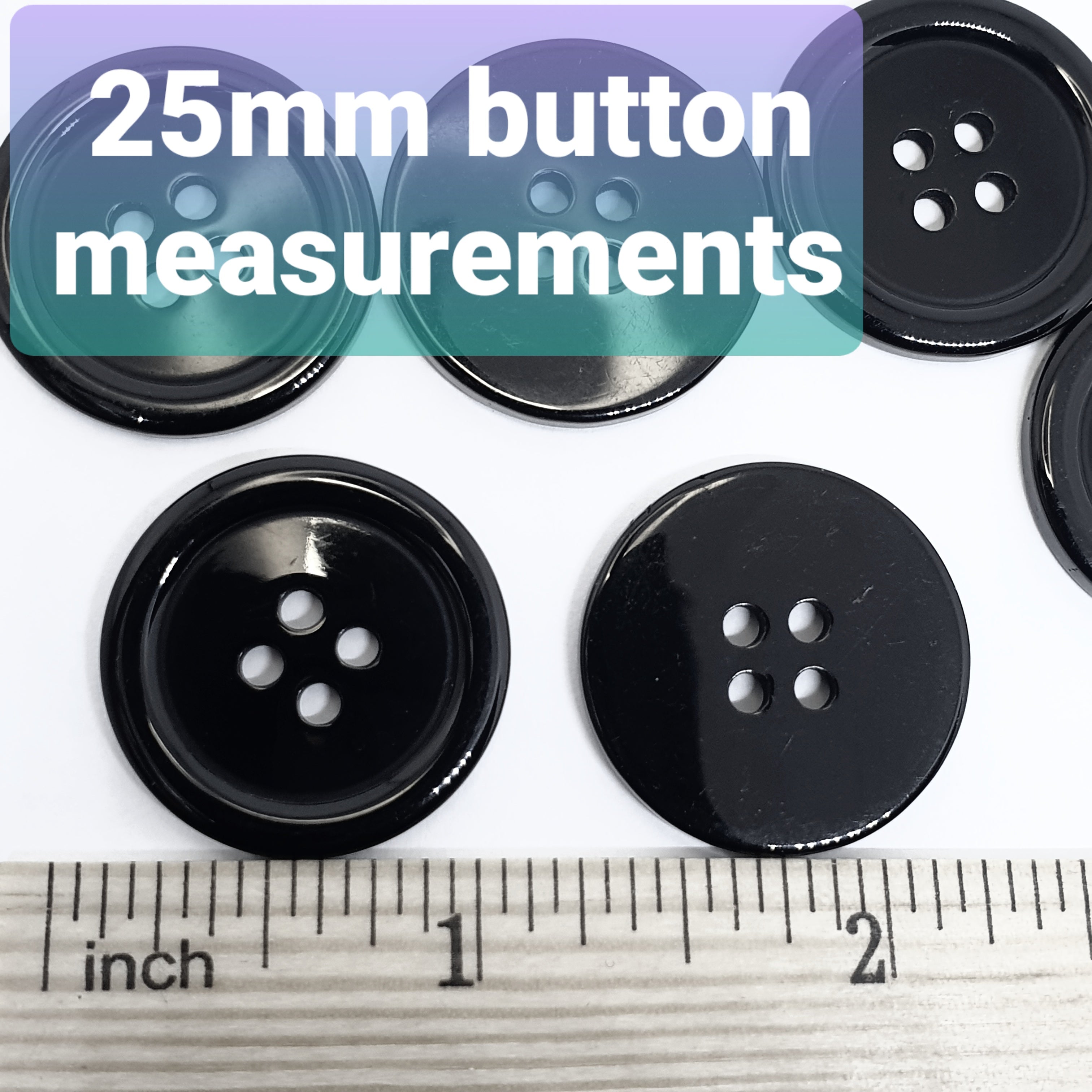 MajorCrafts 24pcs 25mm Black 4 Holes Round Large Resin Sewing Buttons