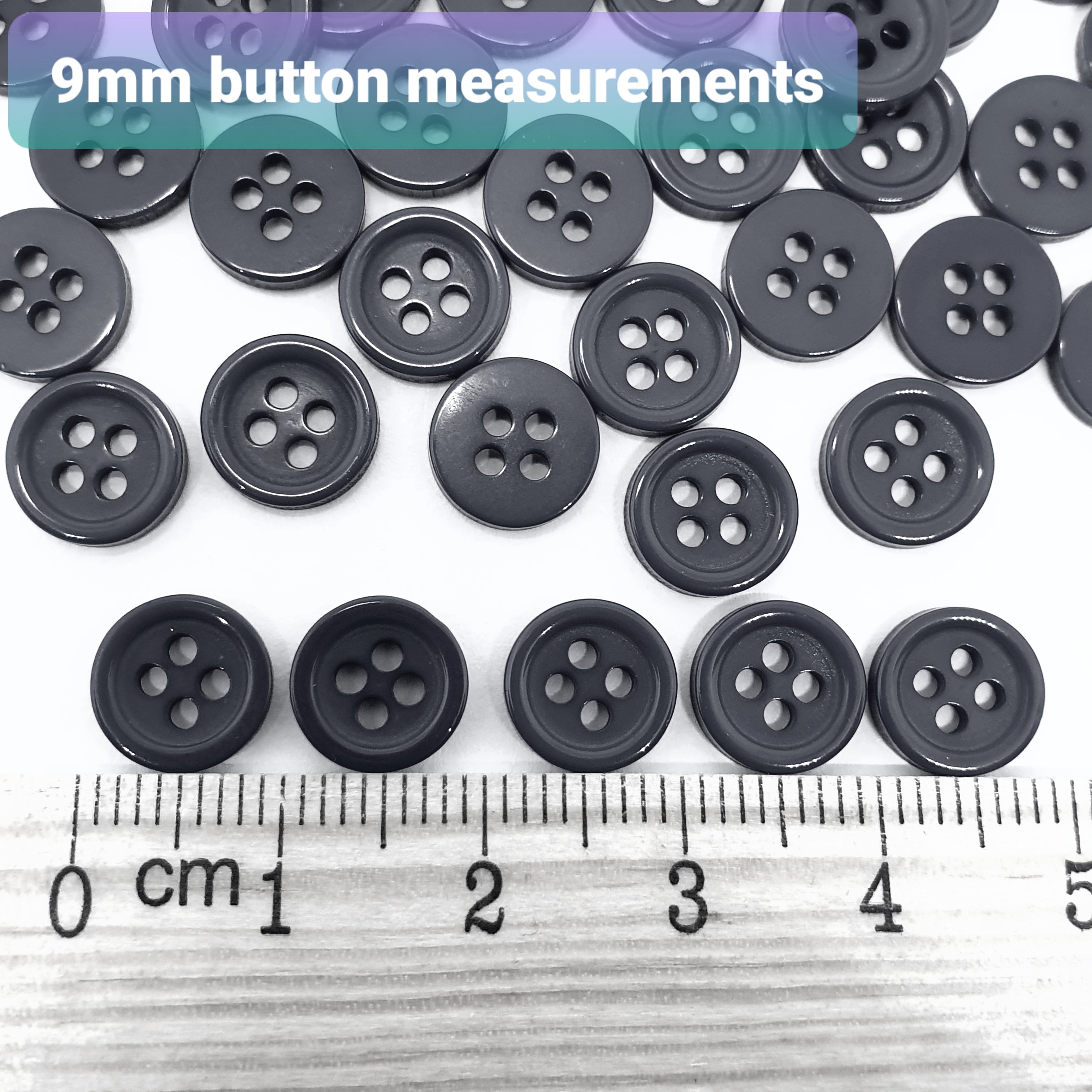 MajorCrafts 120pcs 9mm Pale Blue 4 Holes Small Round Resin Sewing Buttons