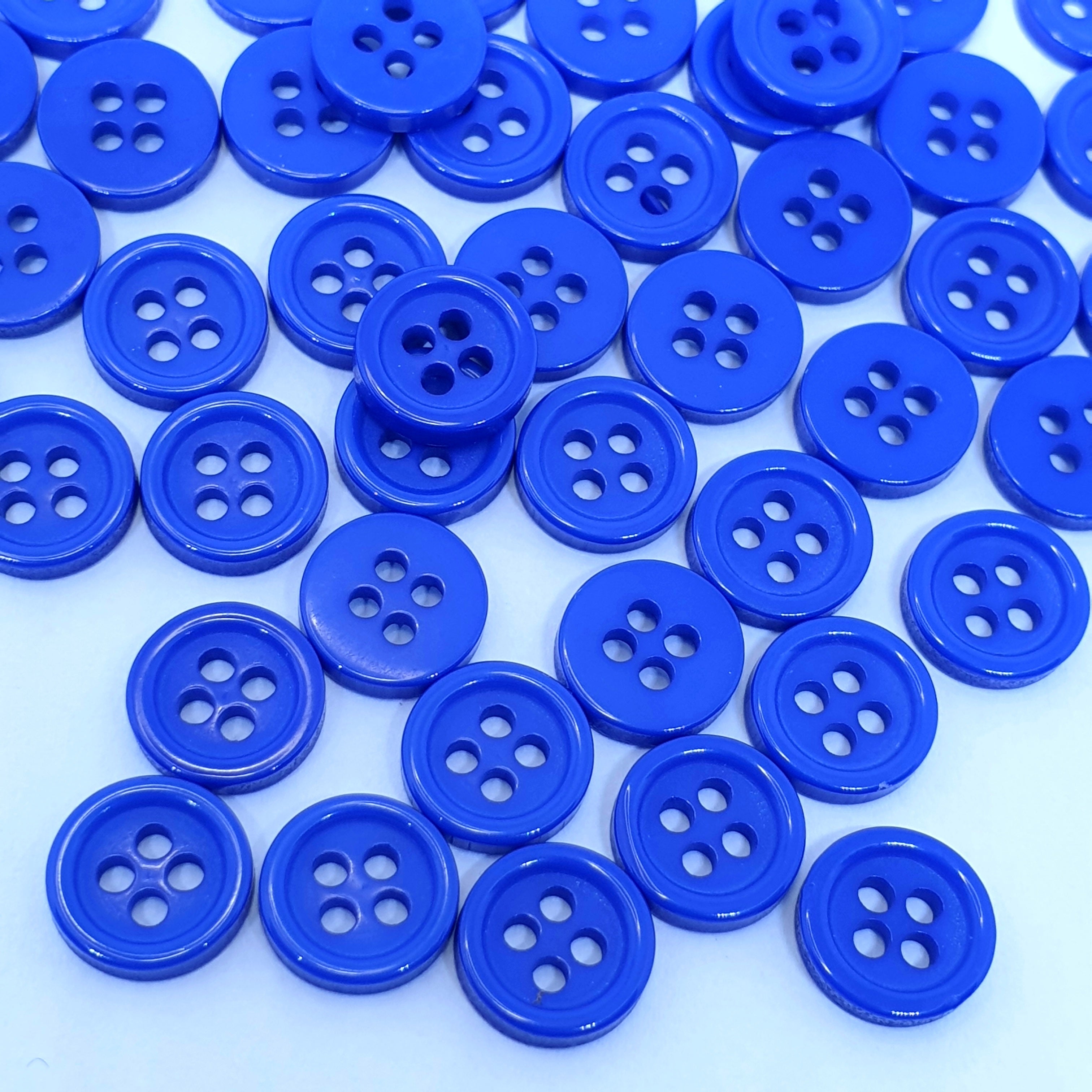 MajorCrafts 120pcs 9mm Dark Blue 4 Holes Small Round Resin Sewing Buttons