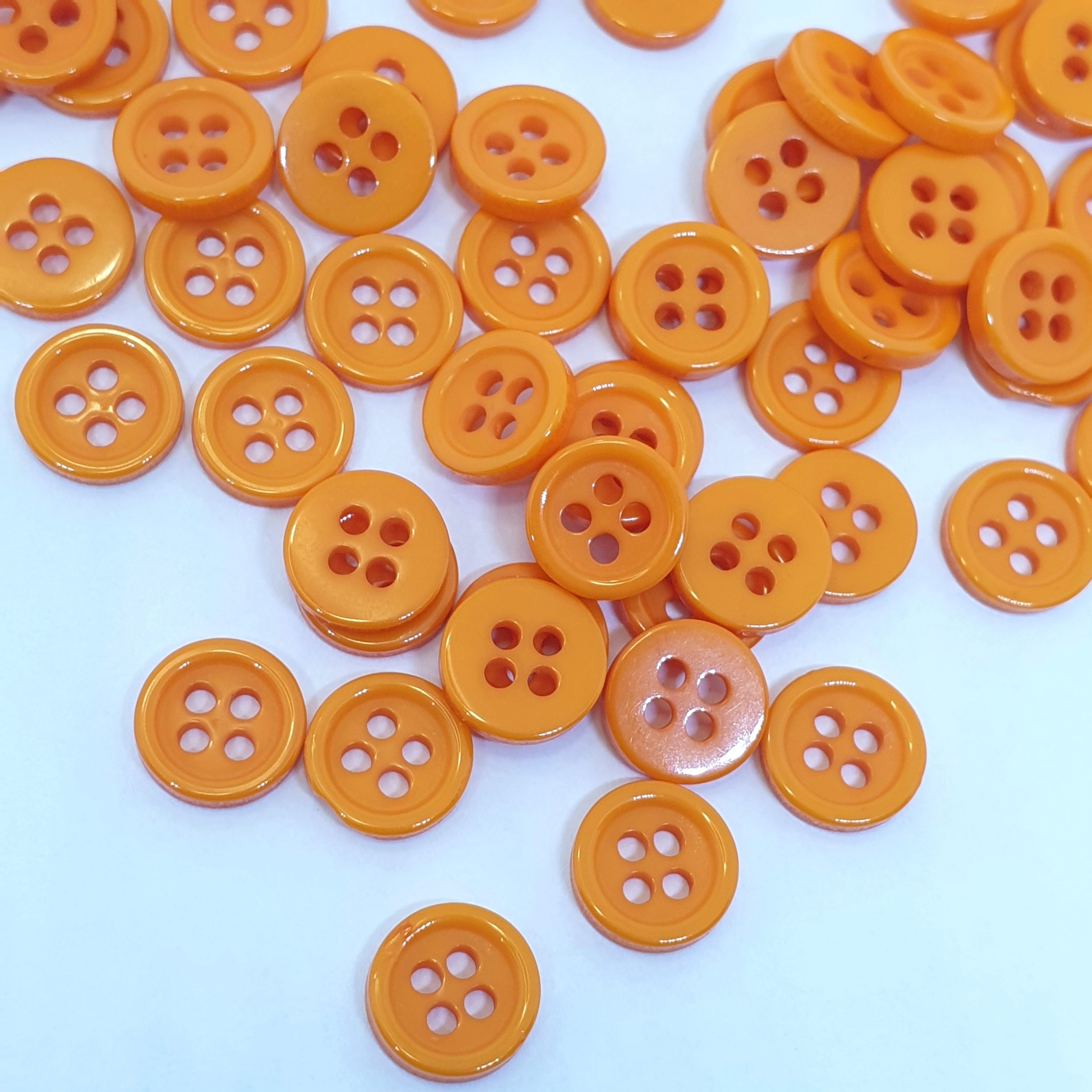 MajorCrafts 120pcs 9mm Orange 4 Holes Small Round Resin Sewing Buttons