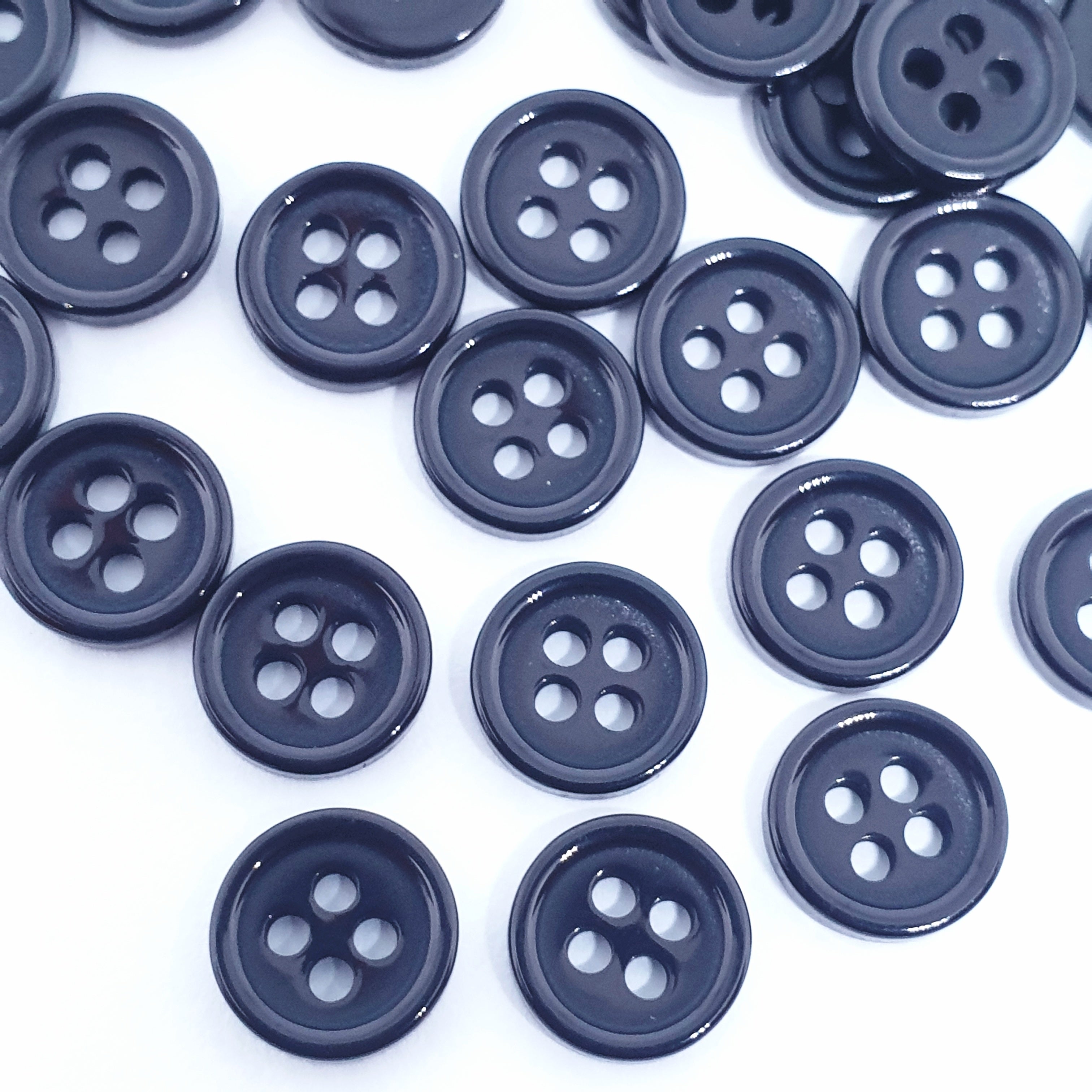 MajorCrafts 120pcs 9mm Black 4 Holes Small Round Resin Sewing Buttons
