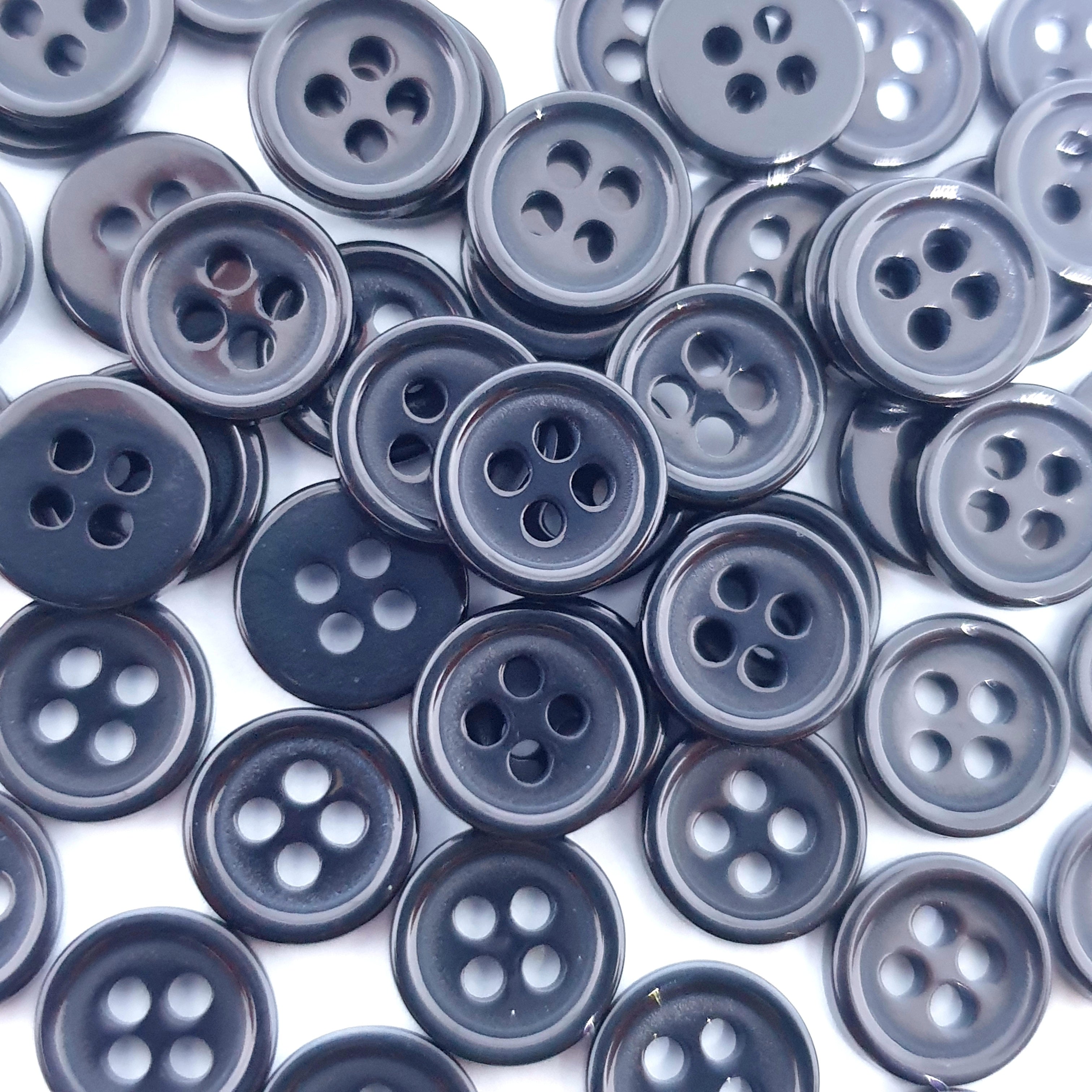 MajorCrafts 120pcs 9mm Black 4 Holes Small Round Resin Sewing Buttons