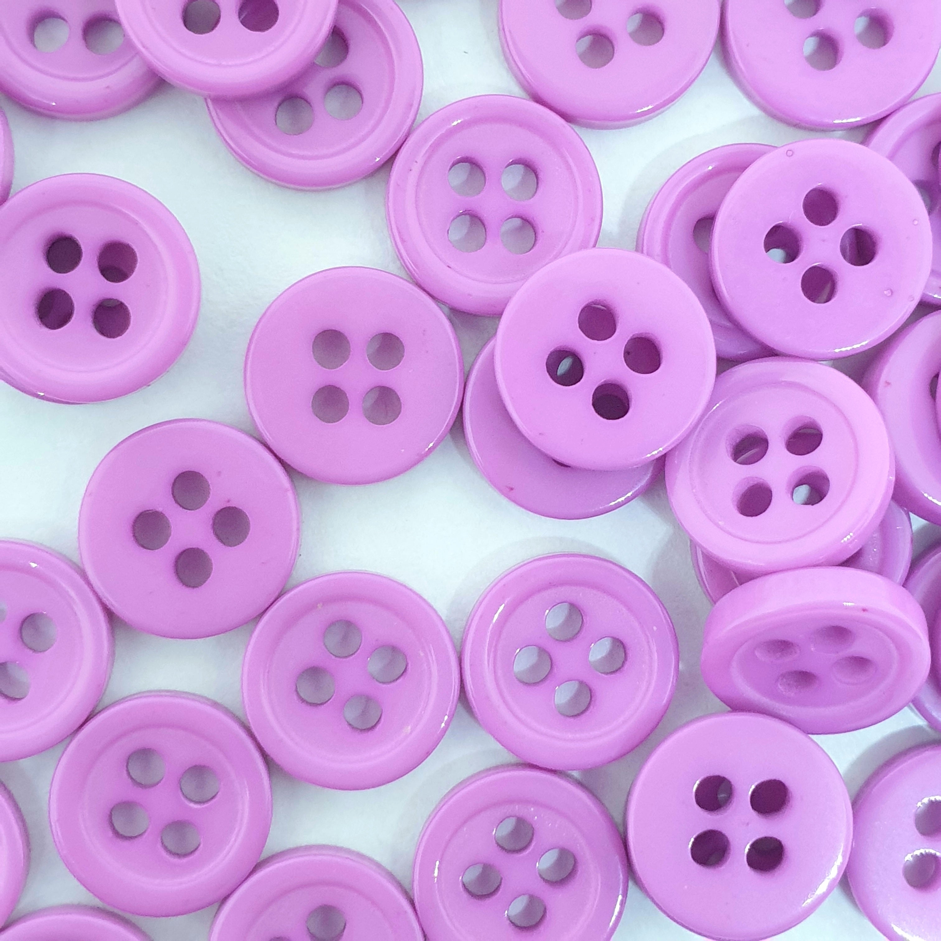 MajorCrafts 120pcs 9mm Light Purple 4 Holes Small Round Resin Sewing Buttons