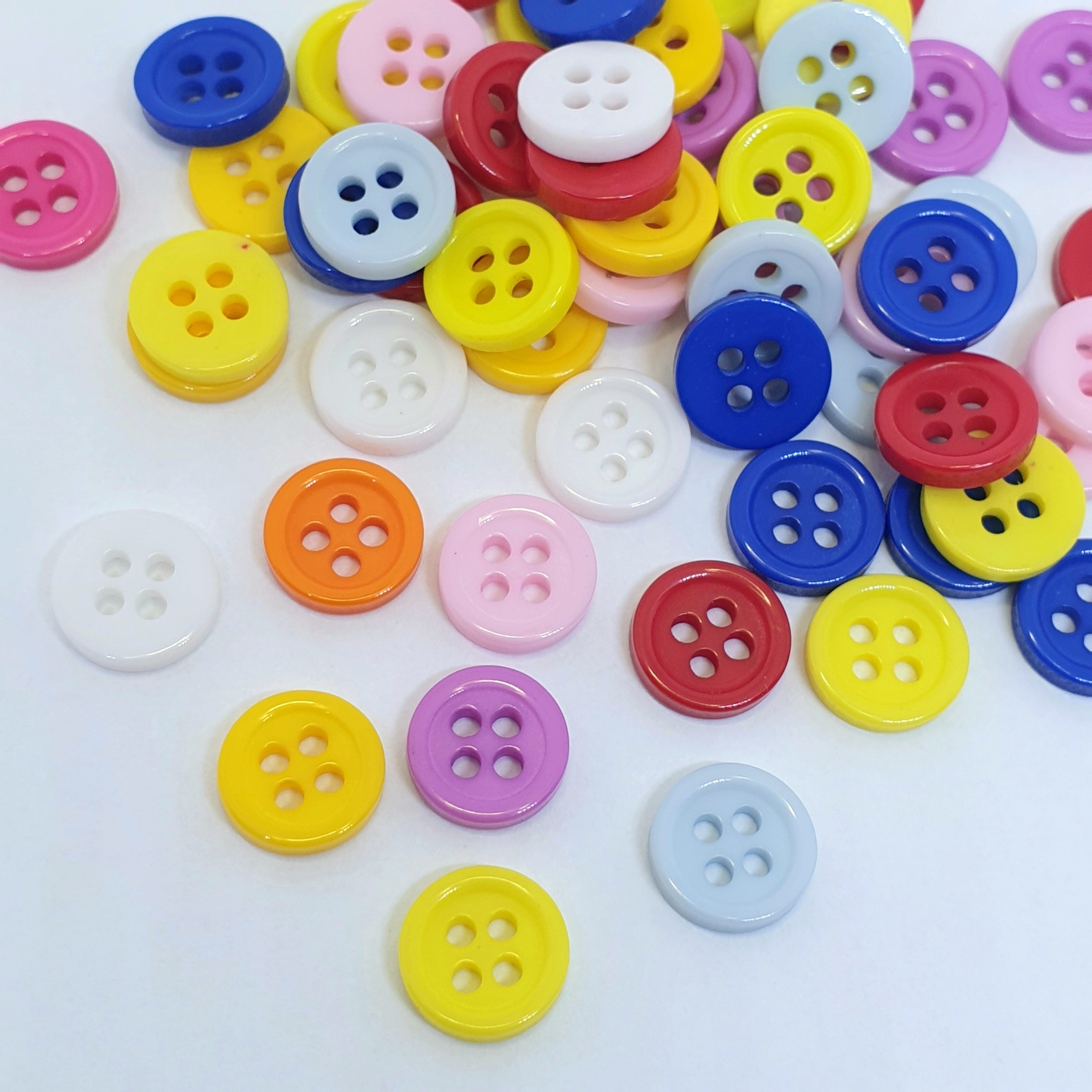 MajorCrafts 120pcs 9mm Mixed Colours 4 Holes Small Round Resin Sewing Buttons