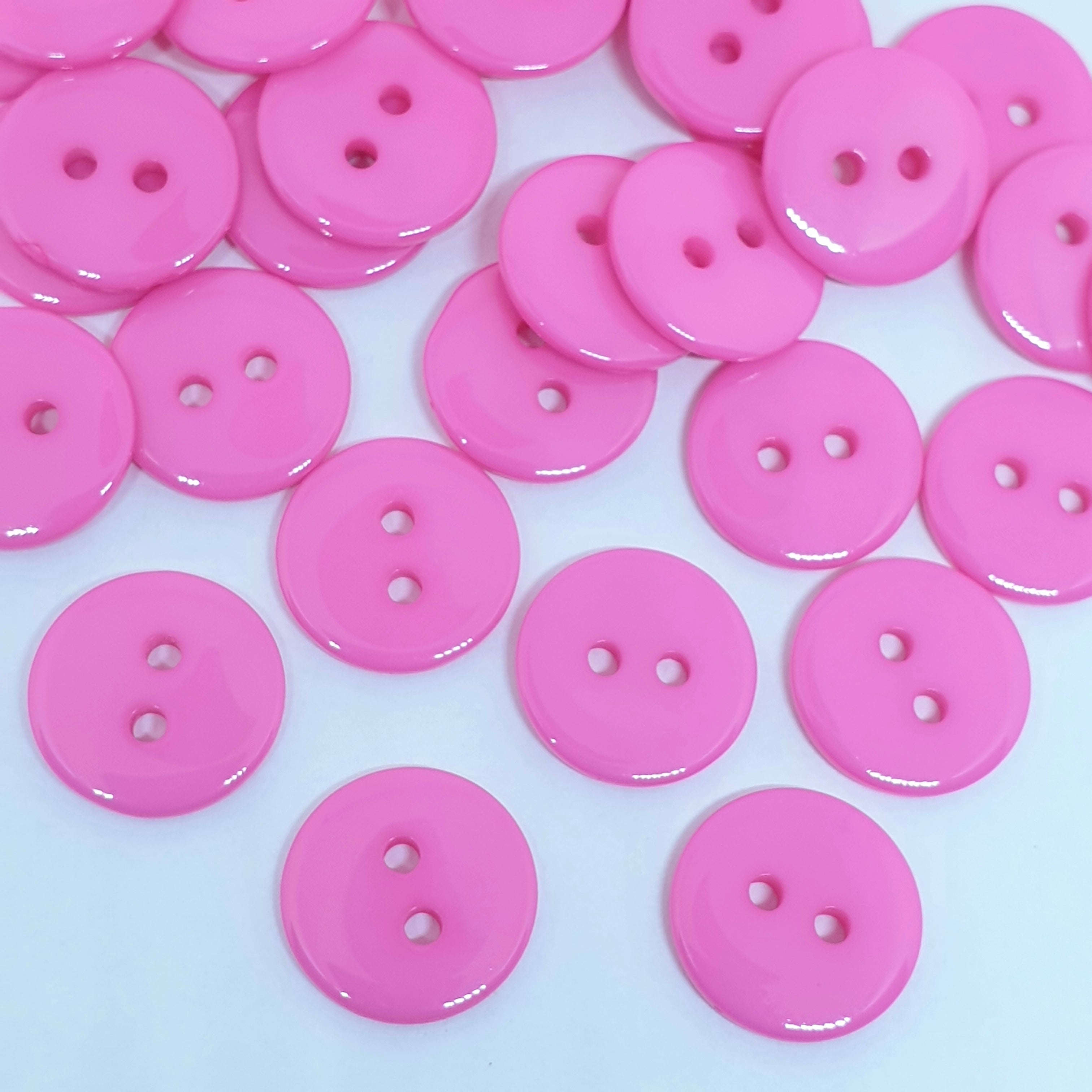 MajorCrafts 72pcs 15mm Rose Pink 2 Holes Round Resin Sewing Buttons