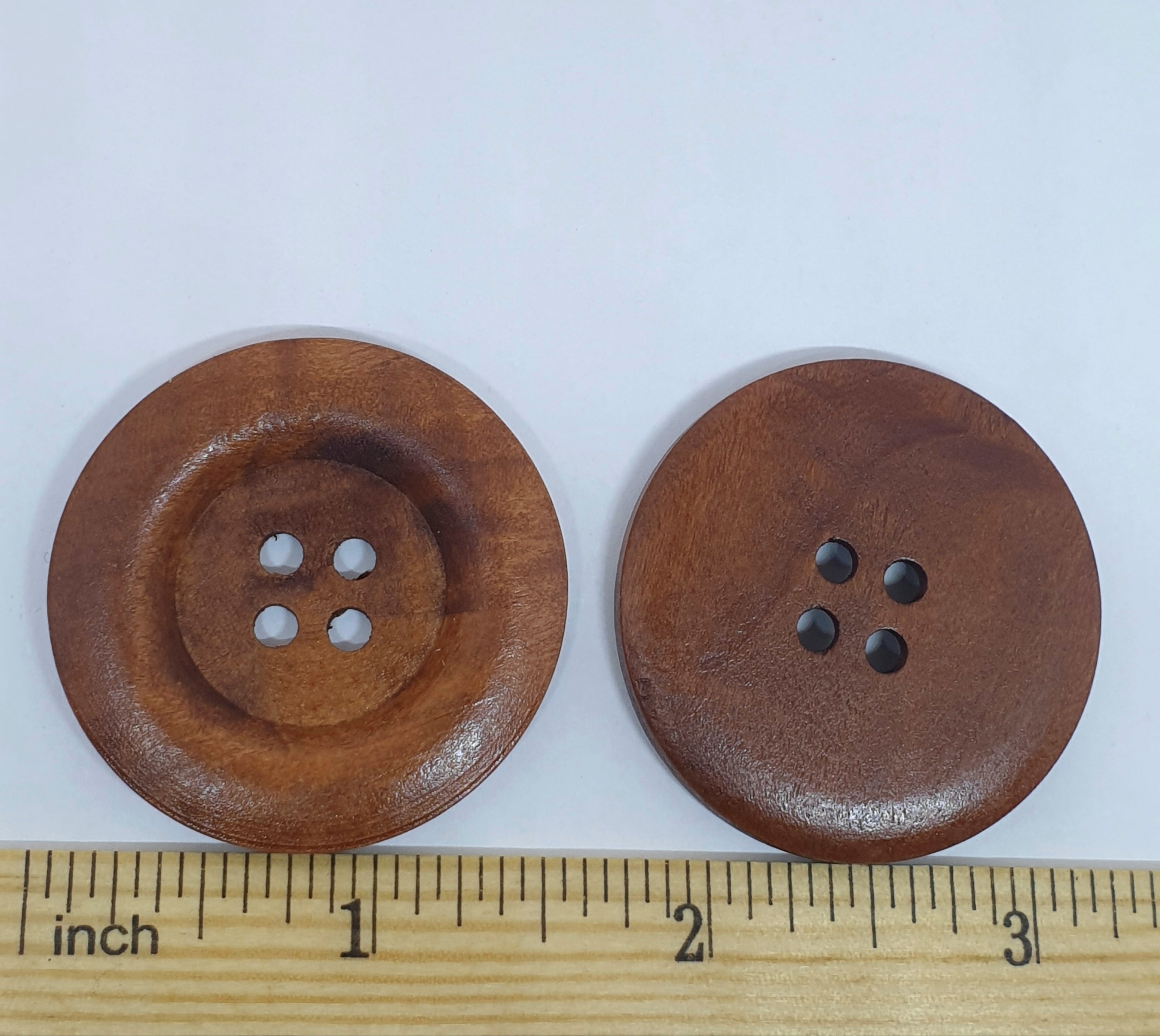MajorCrafts 12pcs 40mm Walnut Brown Round 4 Holes Large Wooden Sewing Buttons