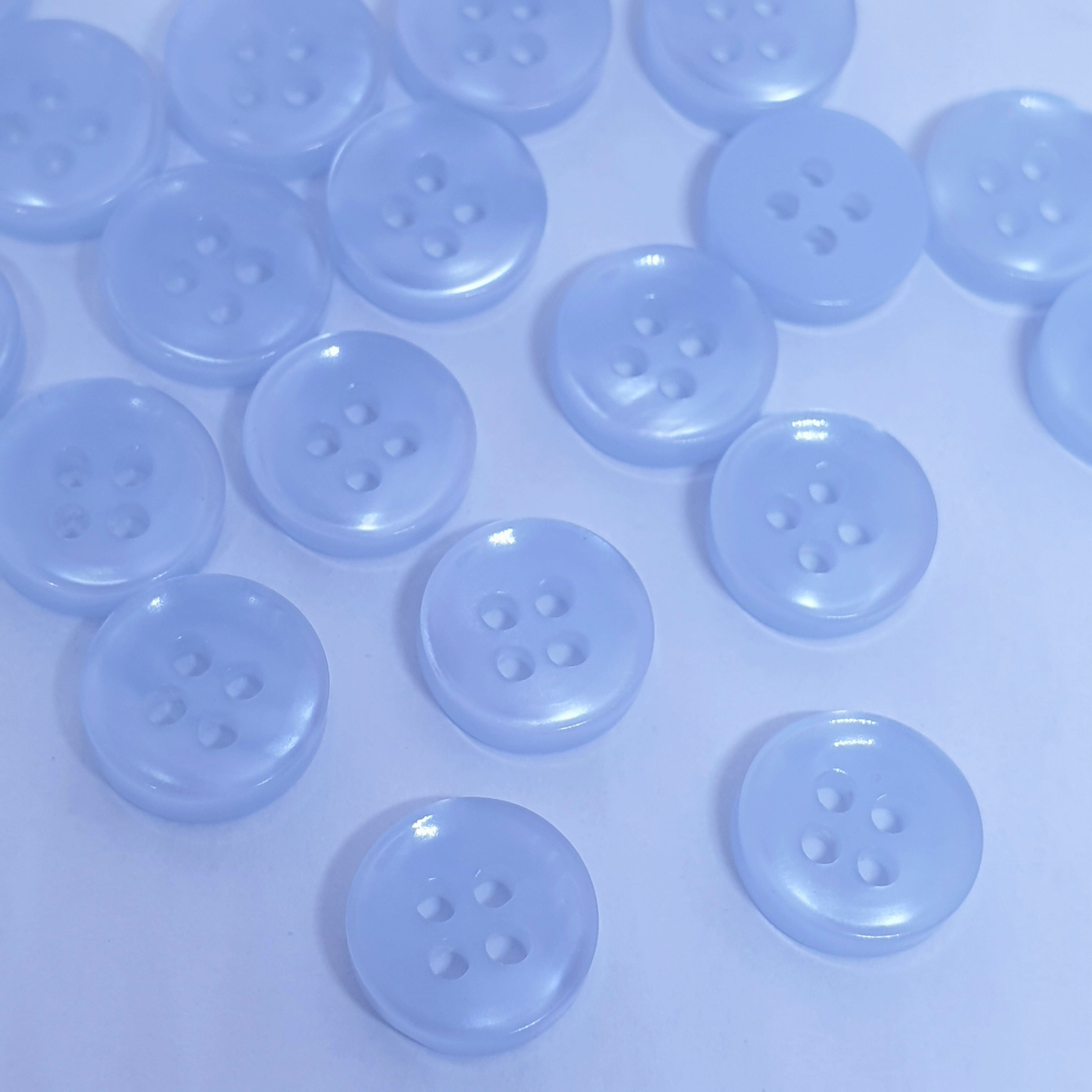 MajorCrafts 80pcs 11.5mm Baby Blue Pearlescent 4 Holes High-Grade Round Resin Small Sewing Buttons