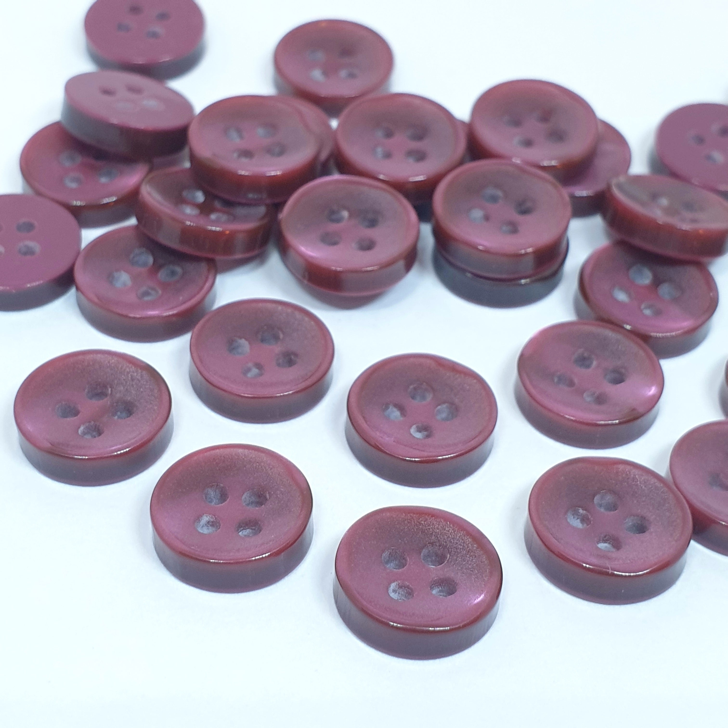 MajorCrafts 80pcs 11.5mm Plum Purple Pearlescent 4 Holes High-Grade Round Resin Small Sewing Buttons