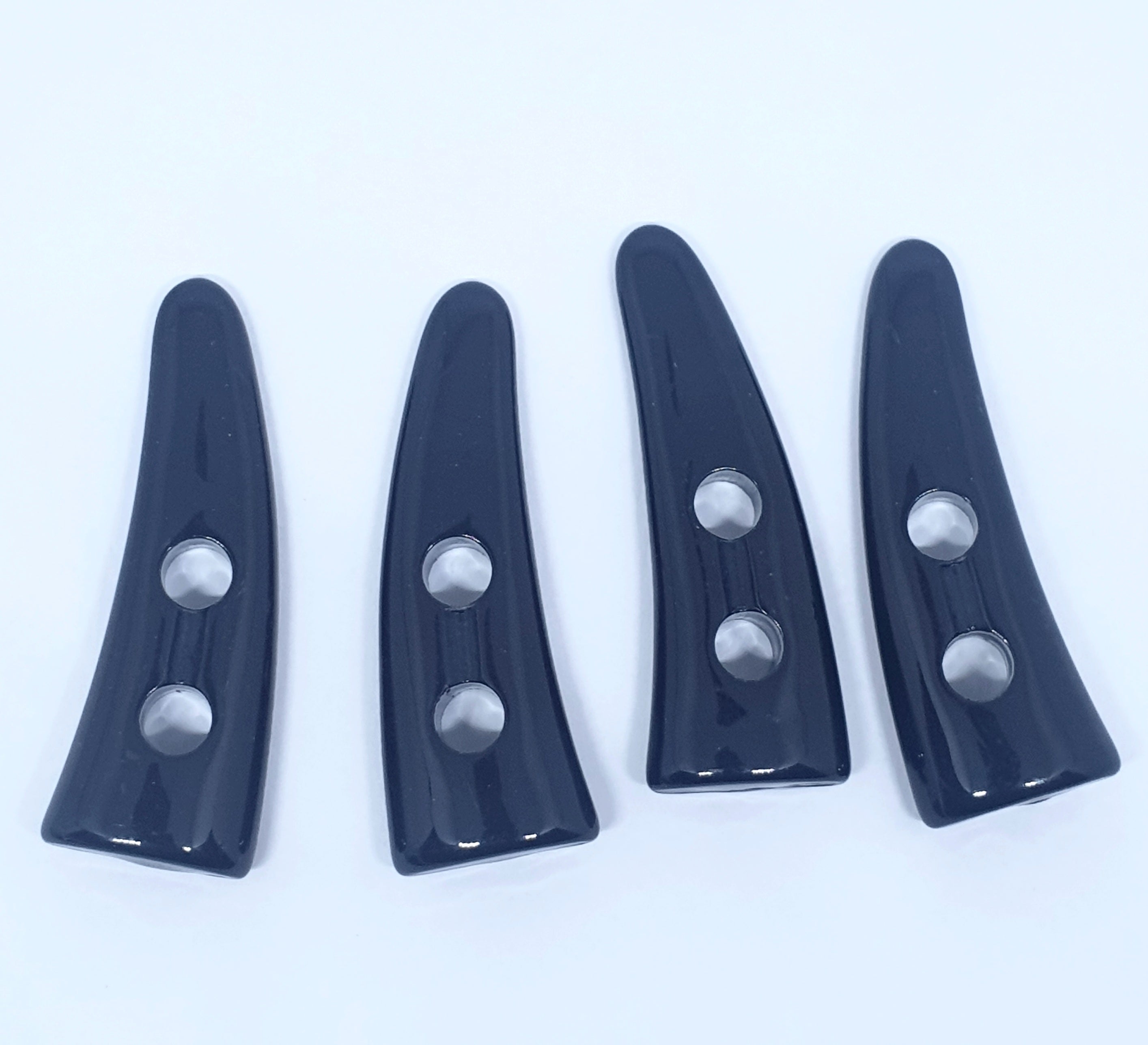 MajorCrafts 10pcs 50mm Black Horn/Tooth Side Curved 2 Holes Sewing Toggle Large Acrylic Buttons