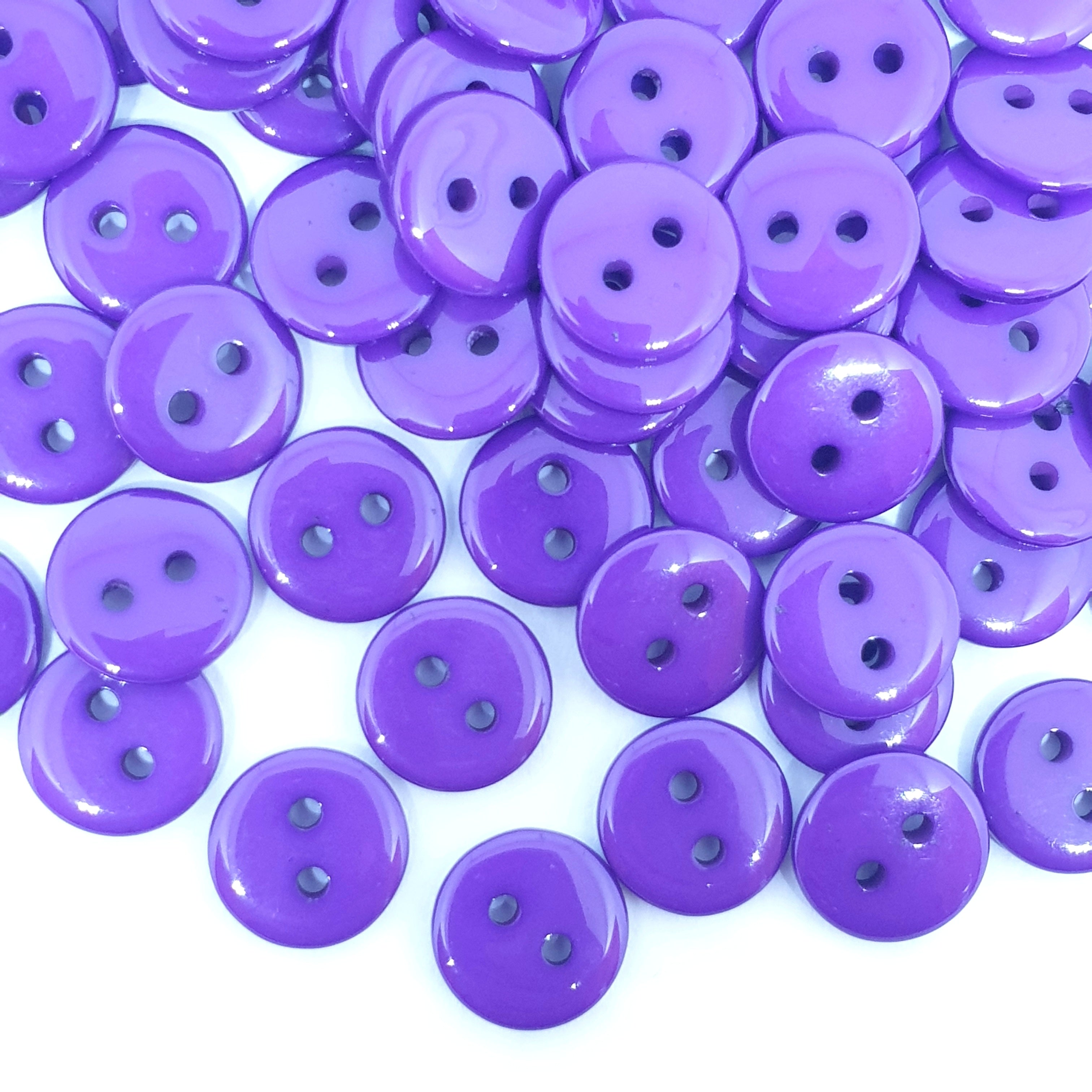 MajorCrafts 120pcs 10mm Dark Purple 2 Holes Small Round Resin Sewing Buttons B14