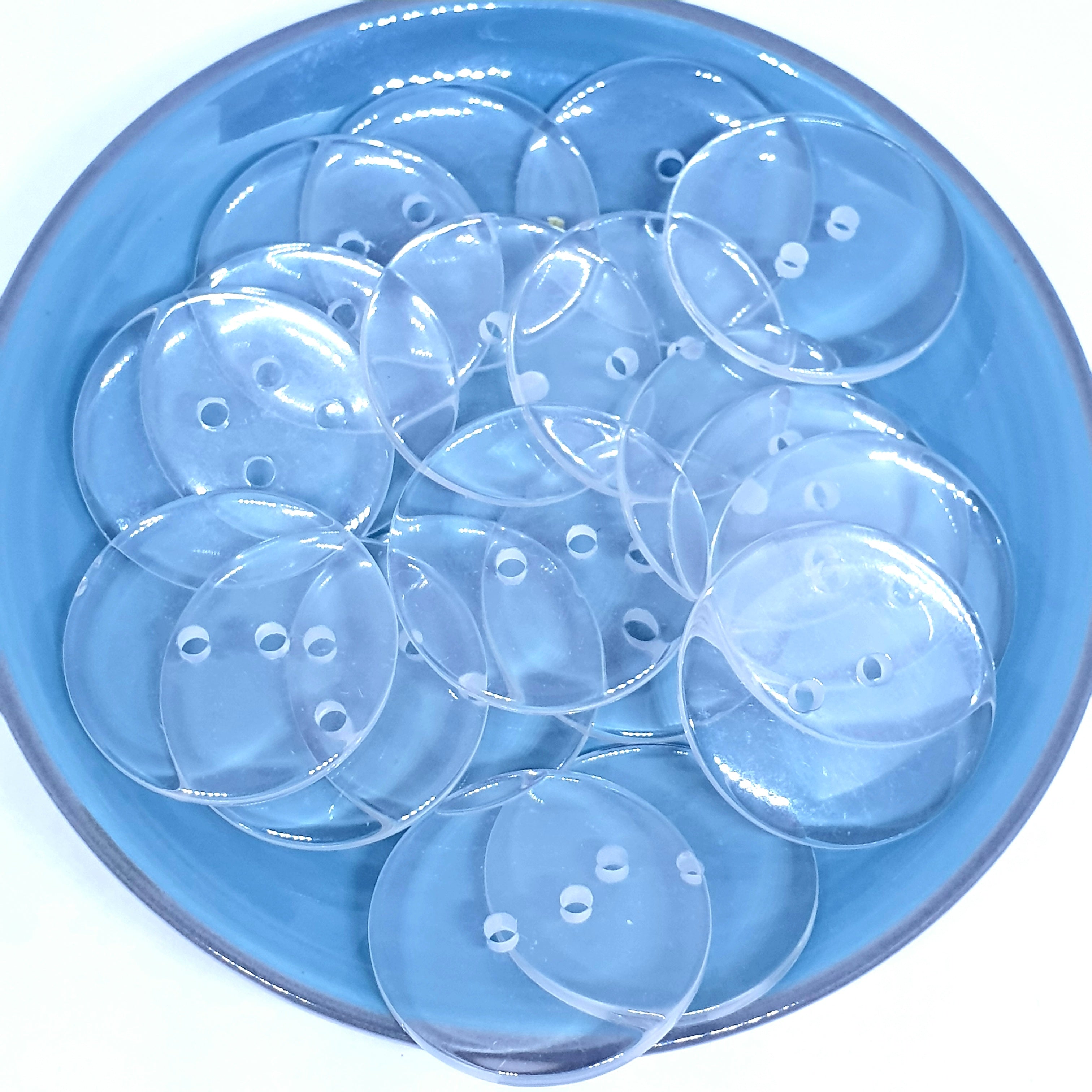 MajorCrafts 24pcs 28mm Transparent Clear 2 holes Large Round Resin Sewing Buttons