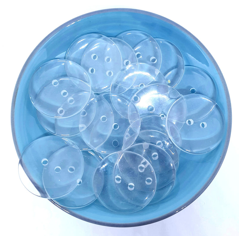 MajorCrafts 24pcs 25mm Transparent Clear 2 holes Large Round Resin Sewing Buttons