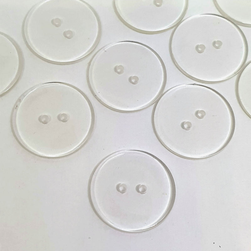 MajorCrafts 24pcs 25mm Transparent Clear 2 holes Large Round Resin Sewing Buttons