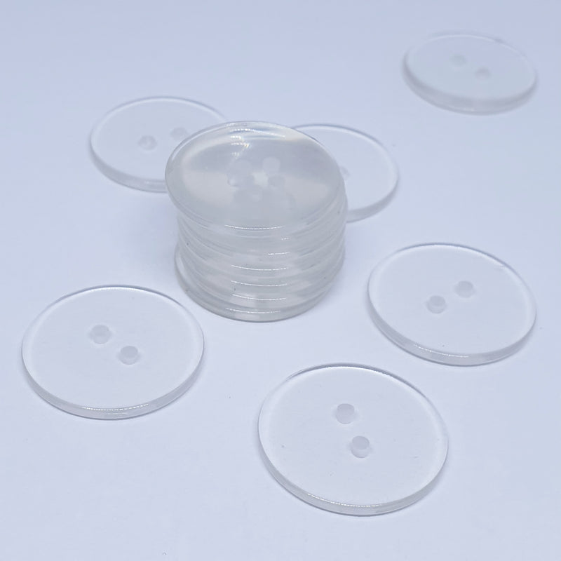 MajorCrafts 24pcs 25mm Transparent Clear 2 holes Large Round Resin Sewing Buttons