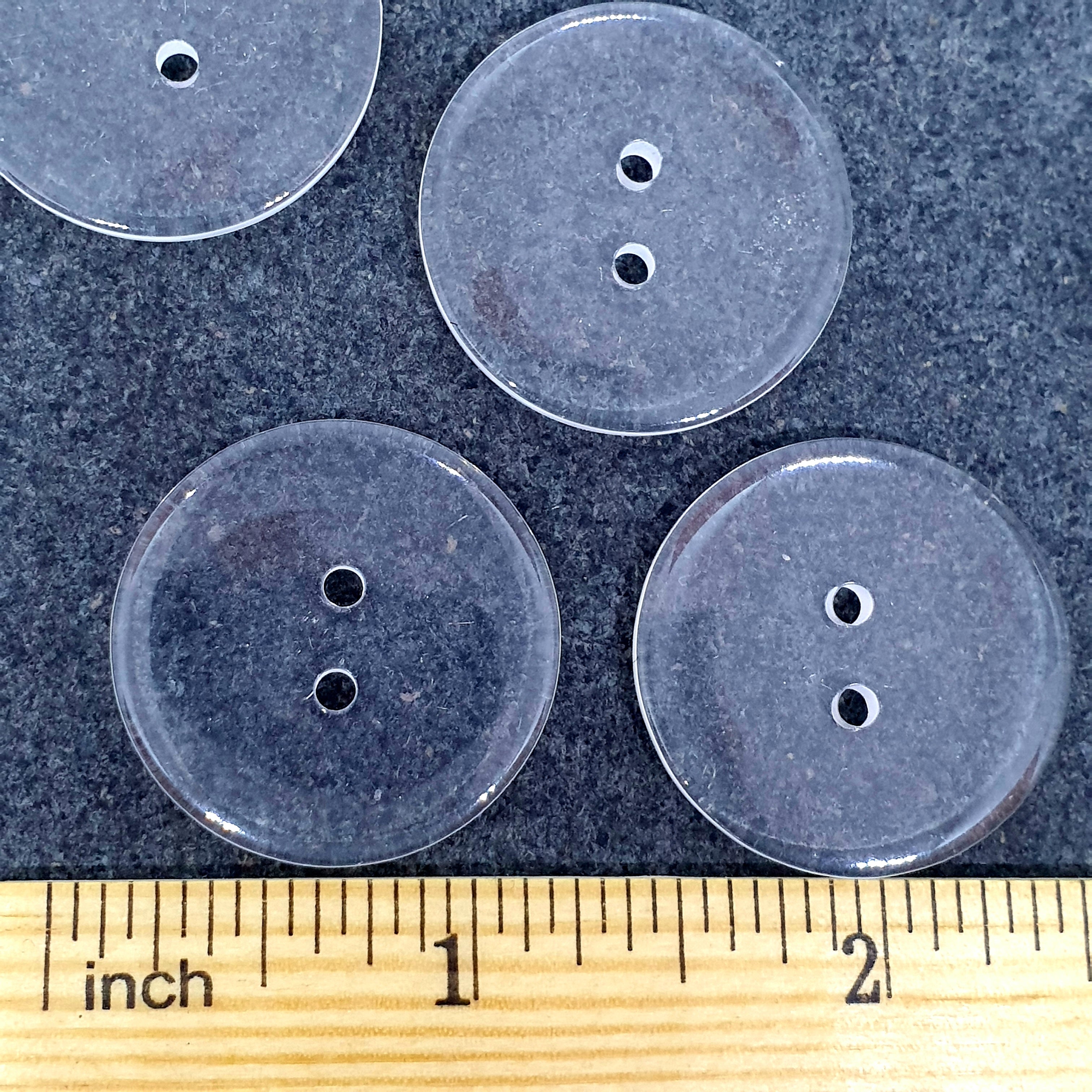 MajorCrafts 24pcs 28mm Transparent Clear 2 holes Large Round Resin Sewing Buttons