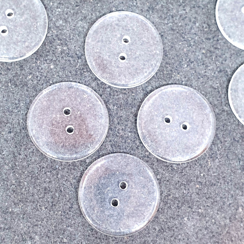 MajorCrafts 24pcs 25mm Transparent Clear 2 holes Large Round Resin Sewing Buttons
